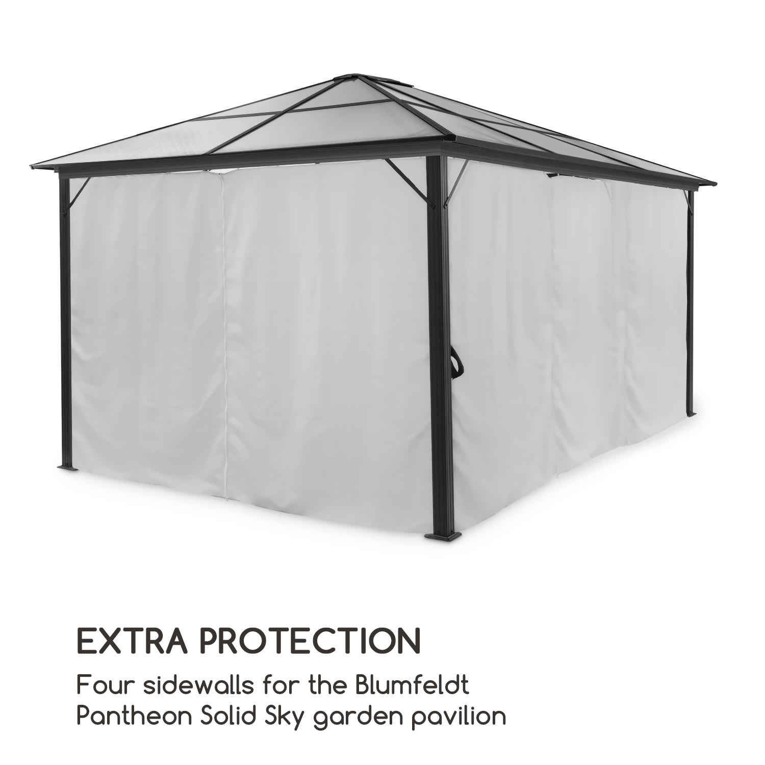 Blumfeldt Pantheon Solid Sky, bočné steny pre altánok, 4 steny, 3 x 4 m, 140 g/m² – Obrázok 3