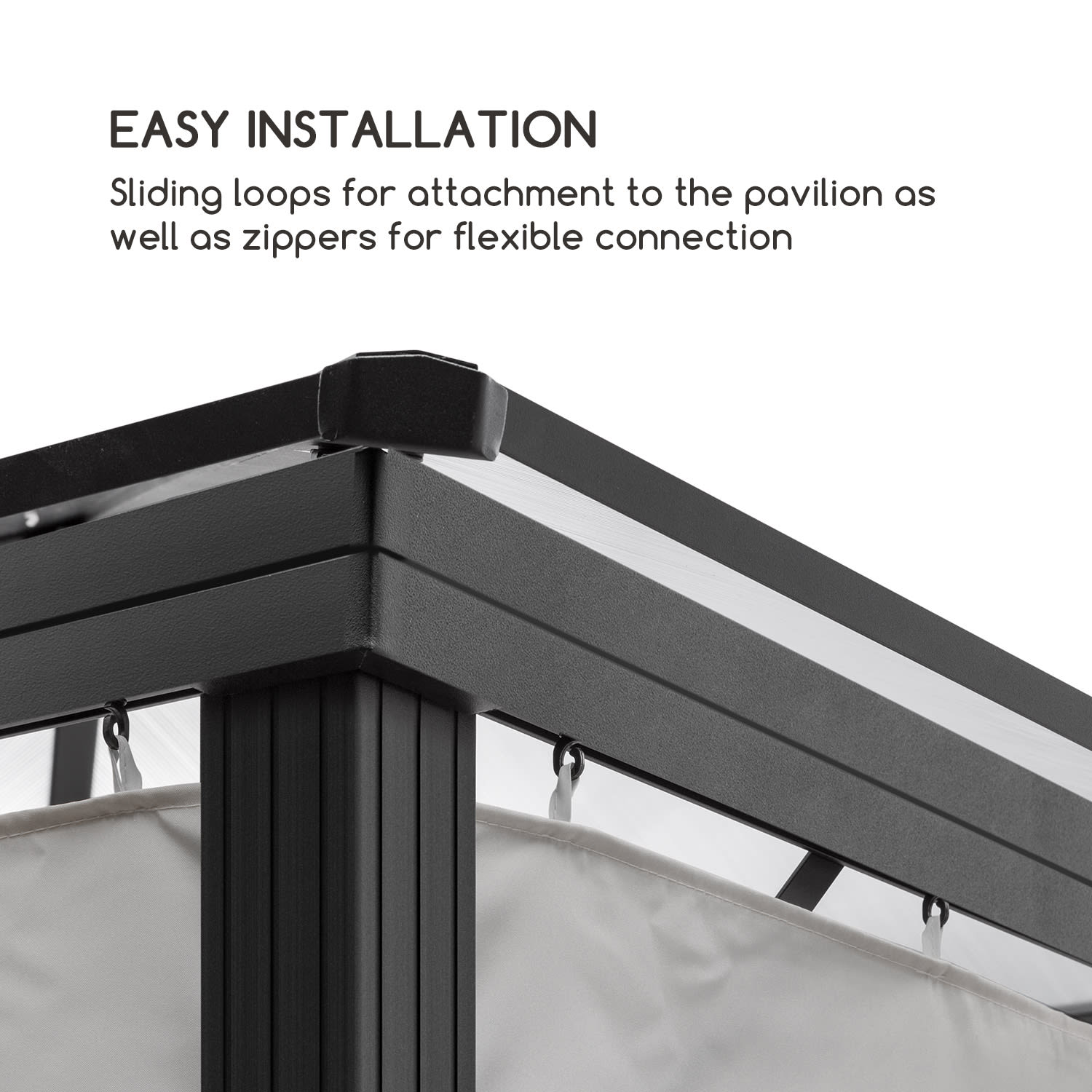 Blumfeldt Pantheon Solid Sky, bočné steny pre altánok, 4 steny, 3 x 4 m, 140 g/m² – Obrázok 4