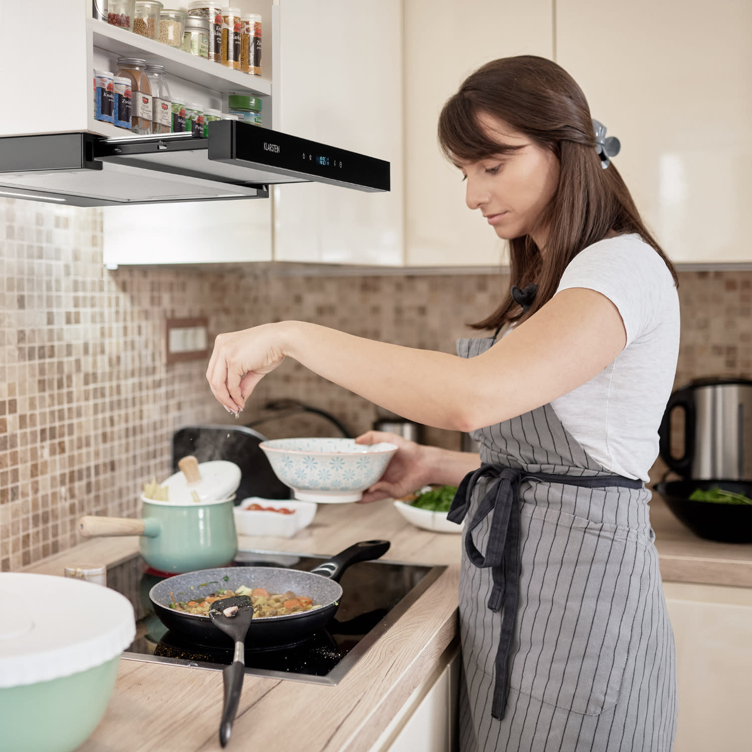 Klarstein Mariana Neo 60, plochý digestor, 60 cm, 640 m³/h, odsávanie vzduchu, LED – Obrázok 2