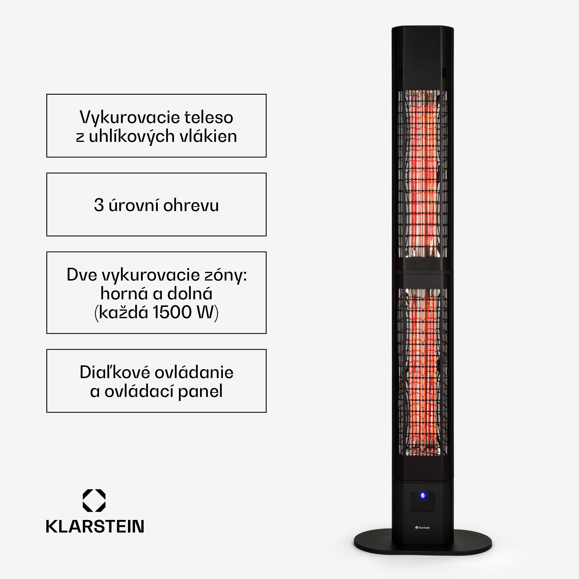 Blumfeldt Heat Guru 3000, sálavý ohrievač, 3000 W, IP54, na vonkajšie použitie, diaľkové ovládanie – Obrázok 2