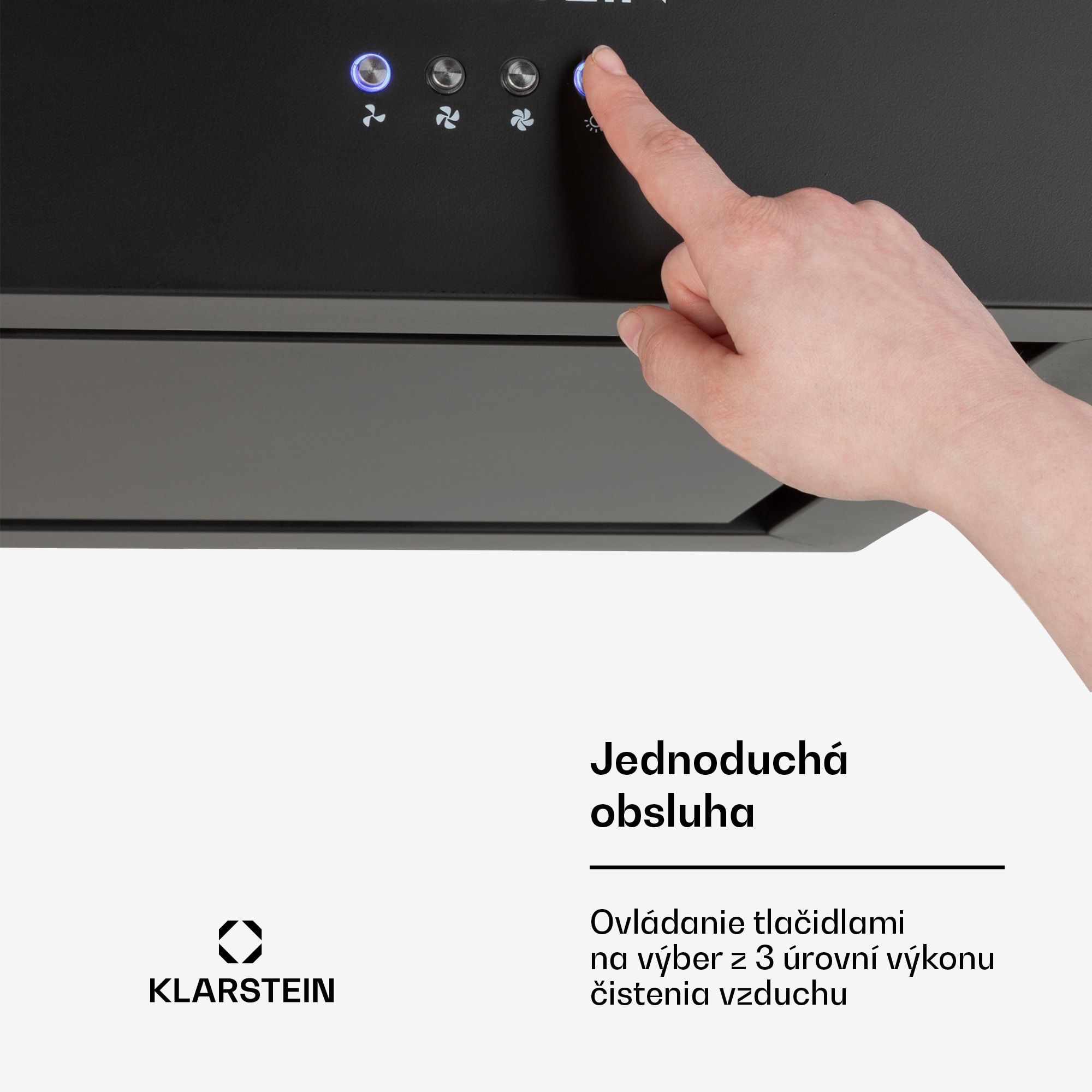 Klarstein Kronleuchter, digestor, 44 cm, ostrovčekový, 596 m³/h, LED panel, A, čierny – Obrázok 4