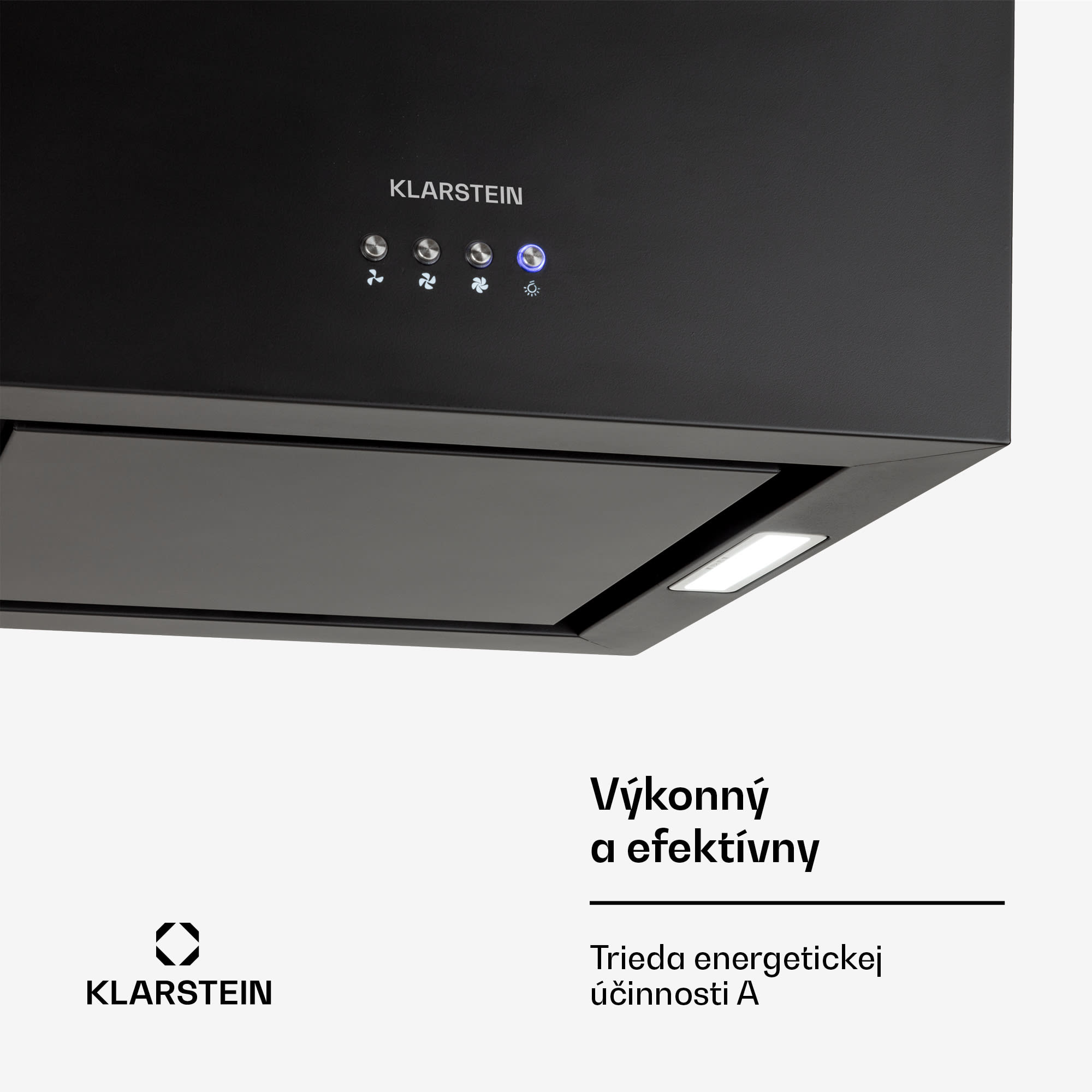 Klarstein Kronleuchter, digestor, 44 cm, ostrovčekový, 596 m³/h, LED panel, A, čierny – Obrázok 5