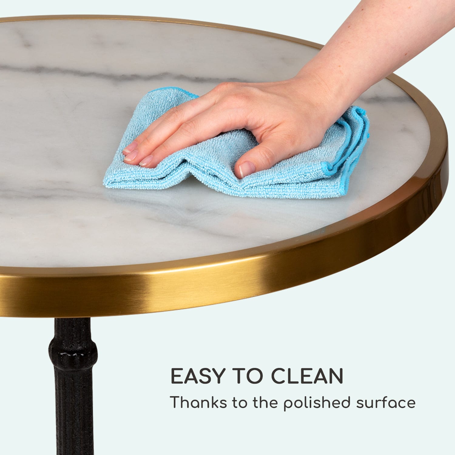 Blumfeldt Patras Lux, bistro stôl s trojnohým podstavcom, mramorový stôl, Ø: 57,5 cm, výška: 72 cm – Obrázok 4