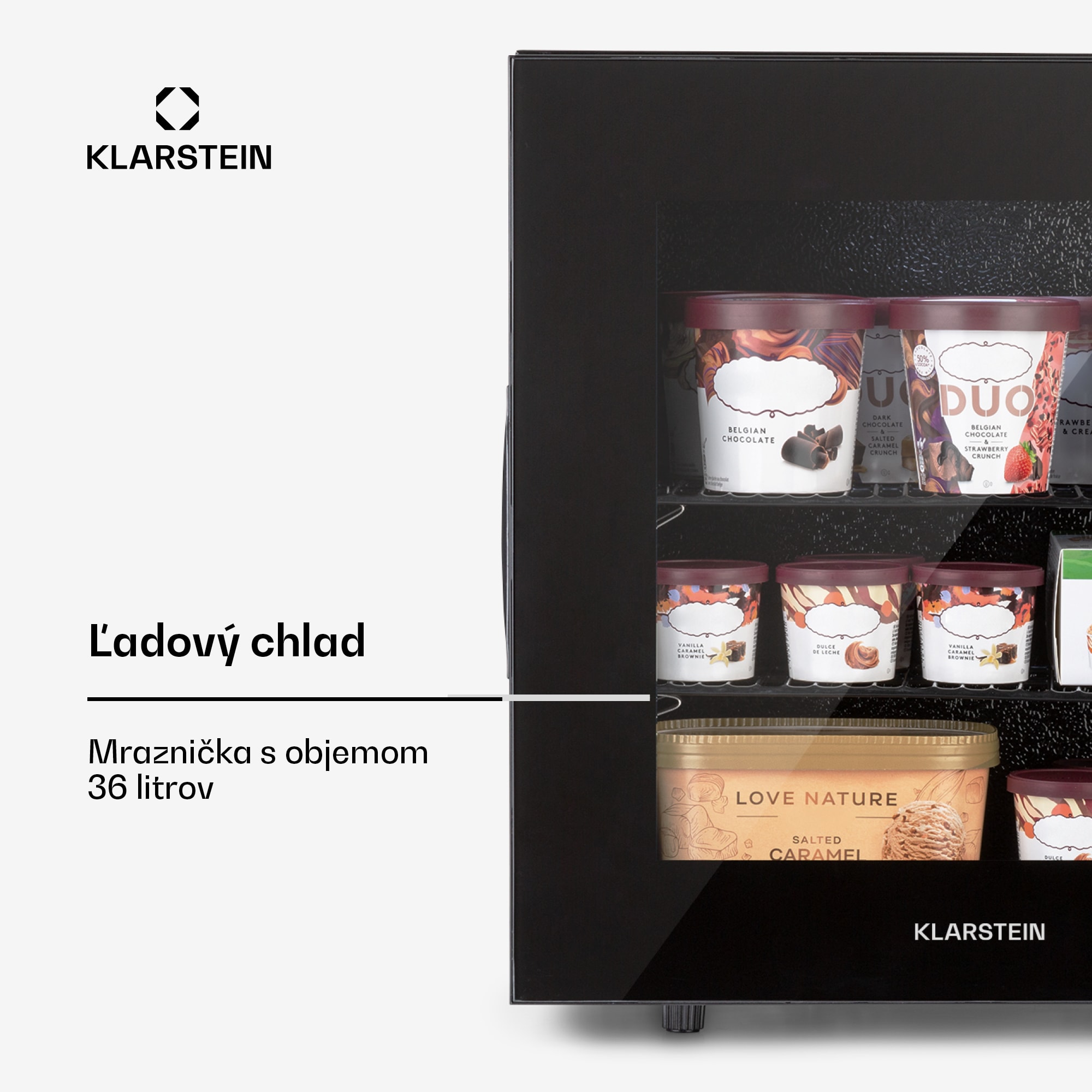 Klarstein IceAge 36, mraznička, 36 l, energet. trieda E, 2 úrovne, termostat, sklenená predná časť – Obrázok 2