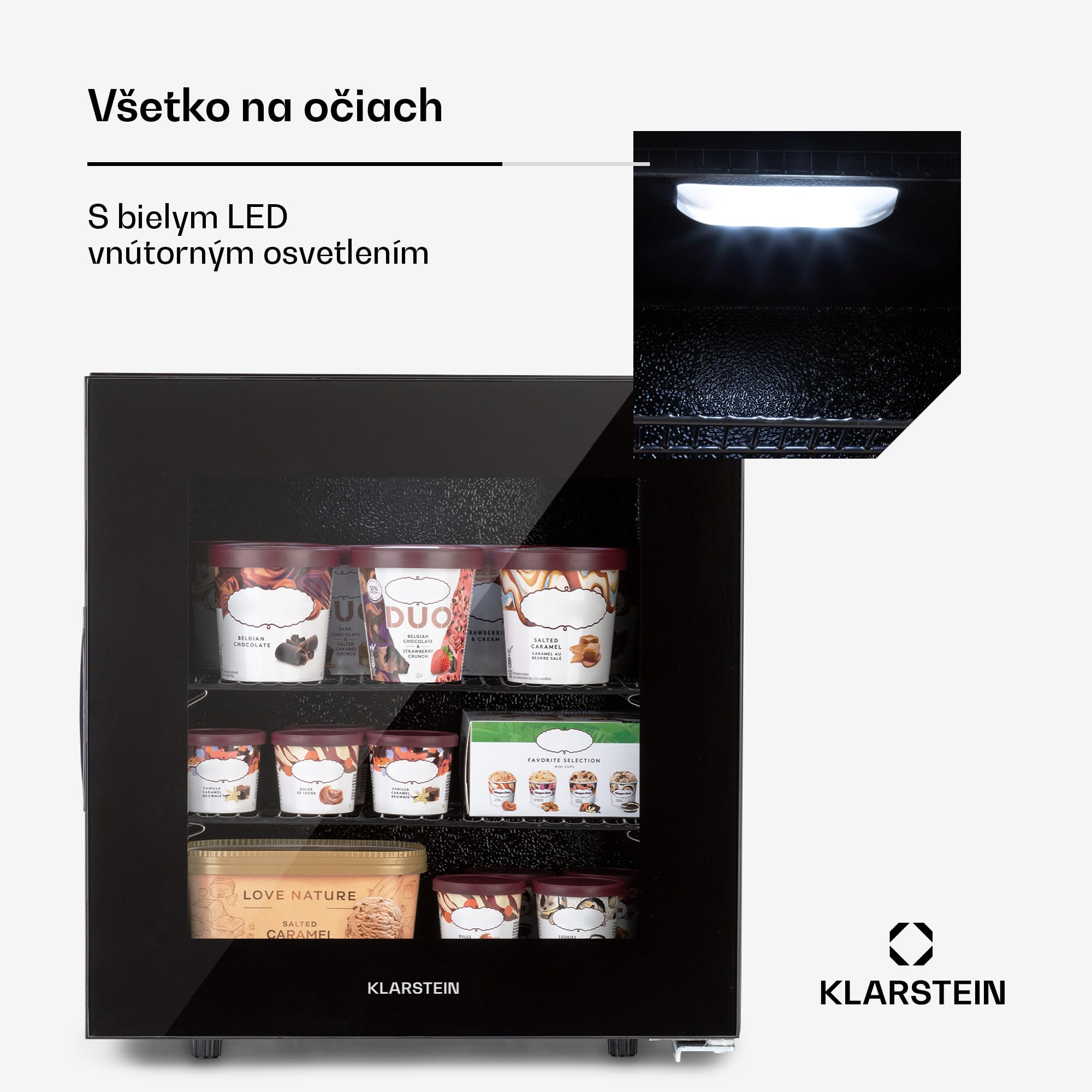 Klarstein IceAge 36, mraznička, 36 l, energet. trieda E, 2 úrovne, termostat, sklenená predná časť – Obrázok 4