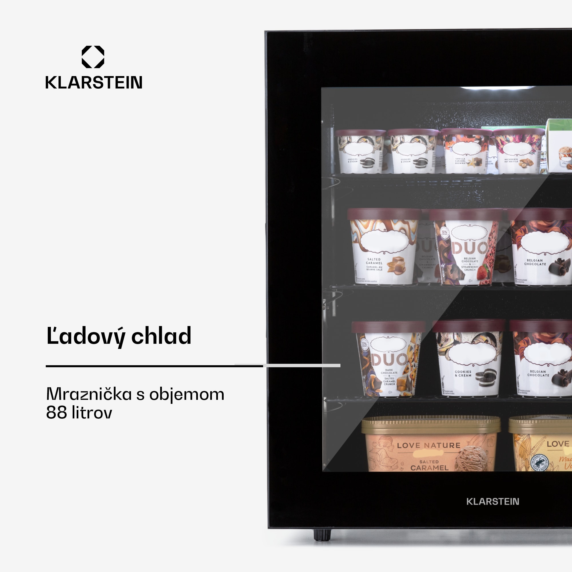 Klarstein IceAge 88, mraznička, 88 l, energet. trieda E, 2 úrovne, termostat, sklenená predná časť – Obrázok 2