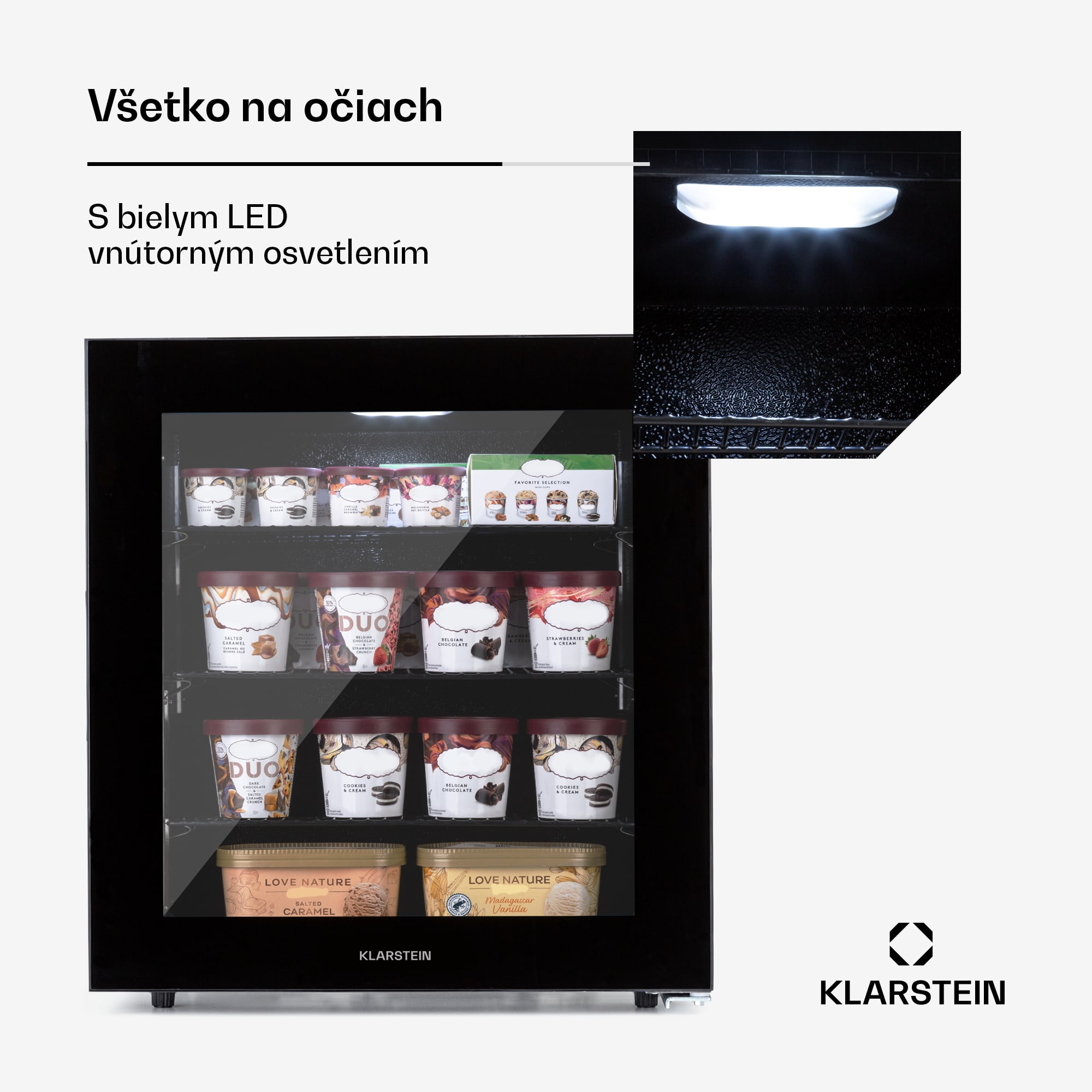 Klarstein IceAge 88, mraznička, 88 l, energet. trieda E, 2 úrovne, termostat, sklenená predná časť – Obrázok 4