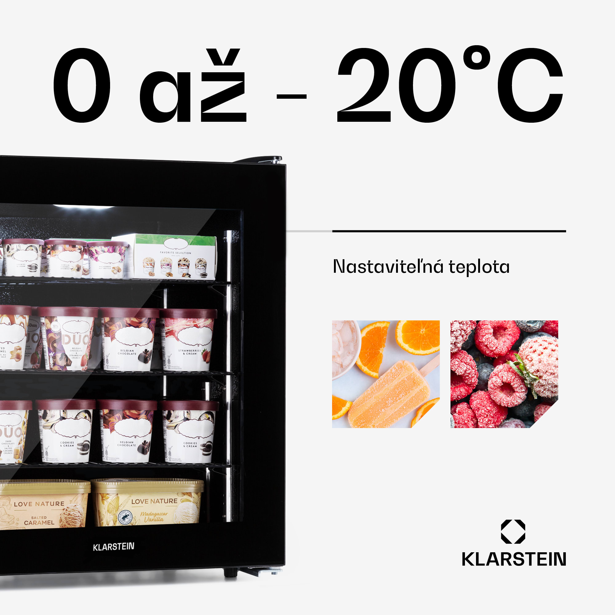 Klarstein IceAge 88, mraznička, 88 l, energet. trieda E, 2 úrovne, termostat, sklenená predná časť – Obrázok 5