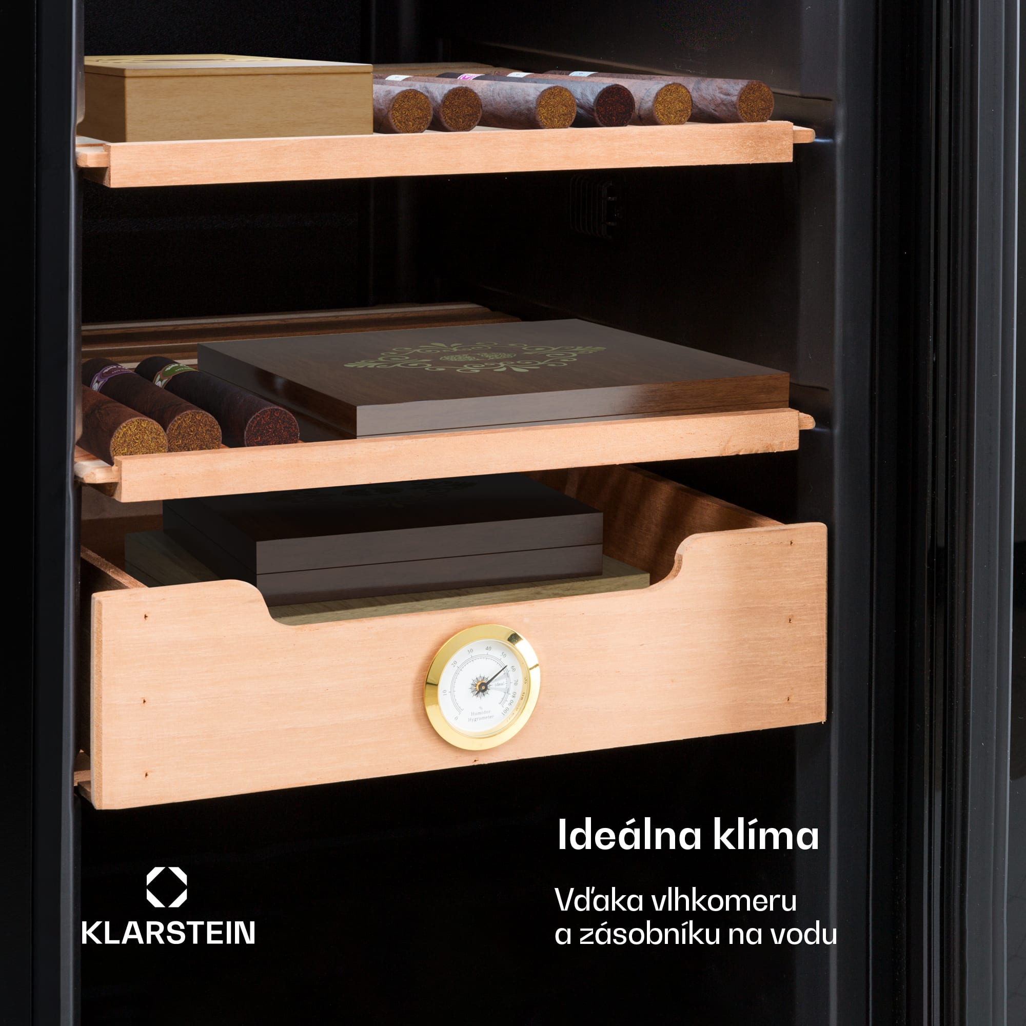 Klarstein El Presidente 48, humidor na cigary, 48 l, 2 zásuvky, 1 priehradka z cédrového dreva – Obrázok 4