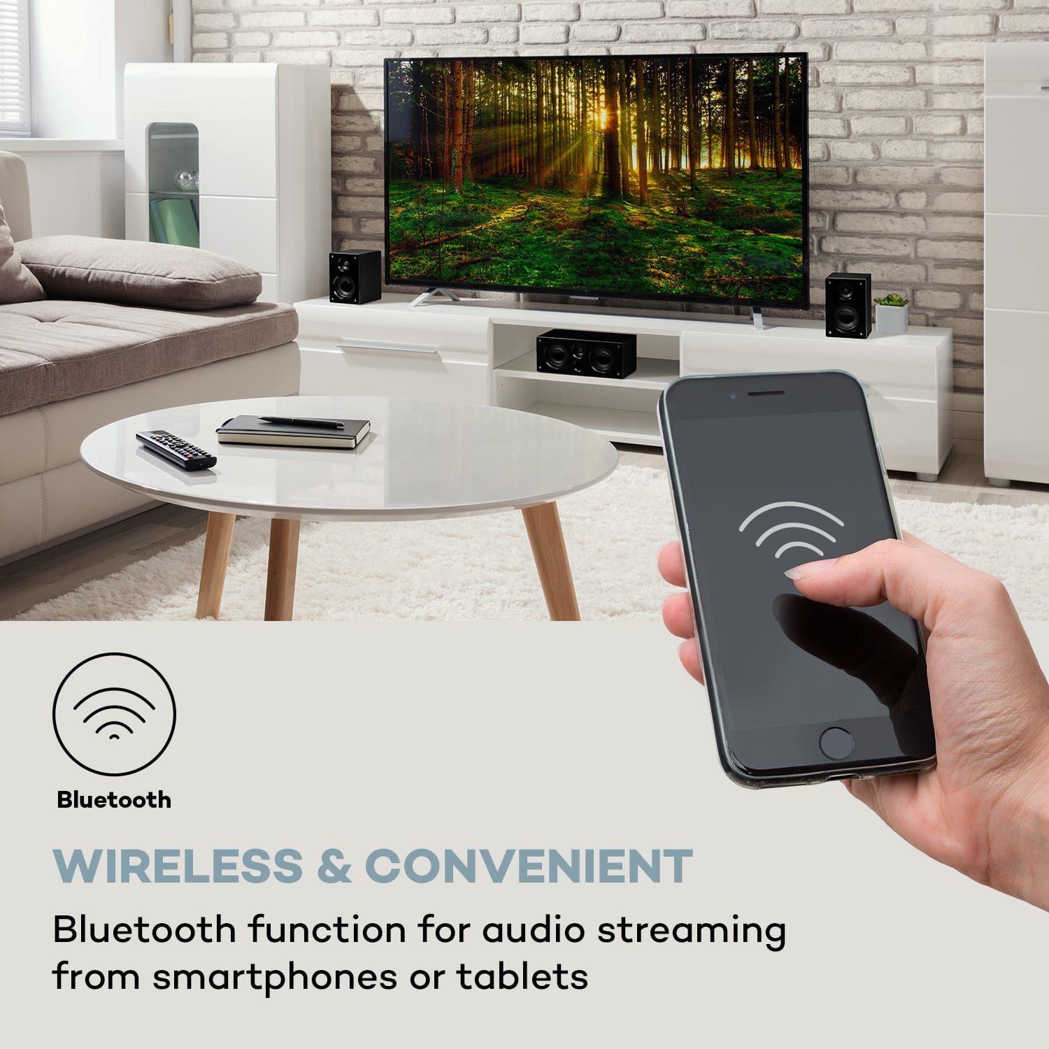 Auna Areal 525 DG, 5.1 systém domáceho kina, 125 W RMS, optický vstup, BT, USB, SD, AUX, diaľkový ovládač – Obrázok 4