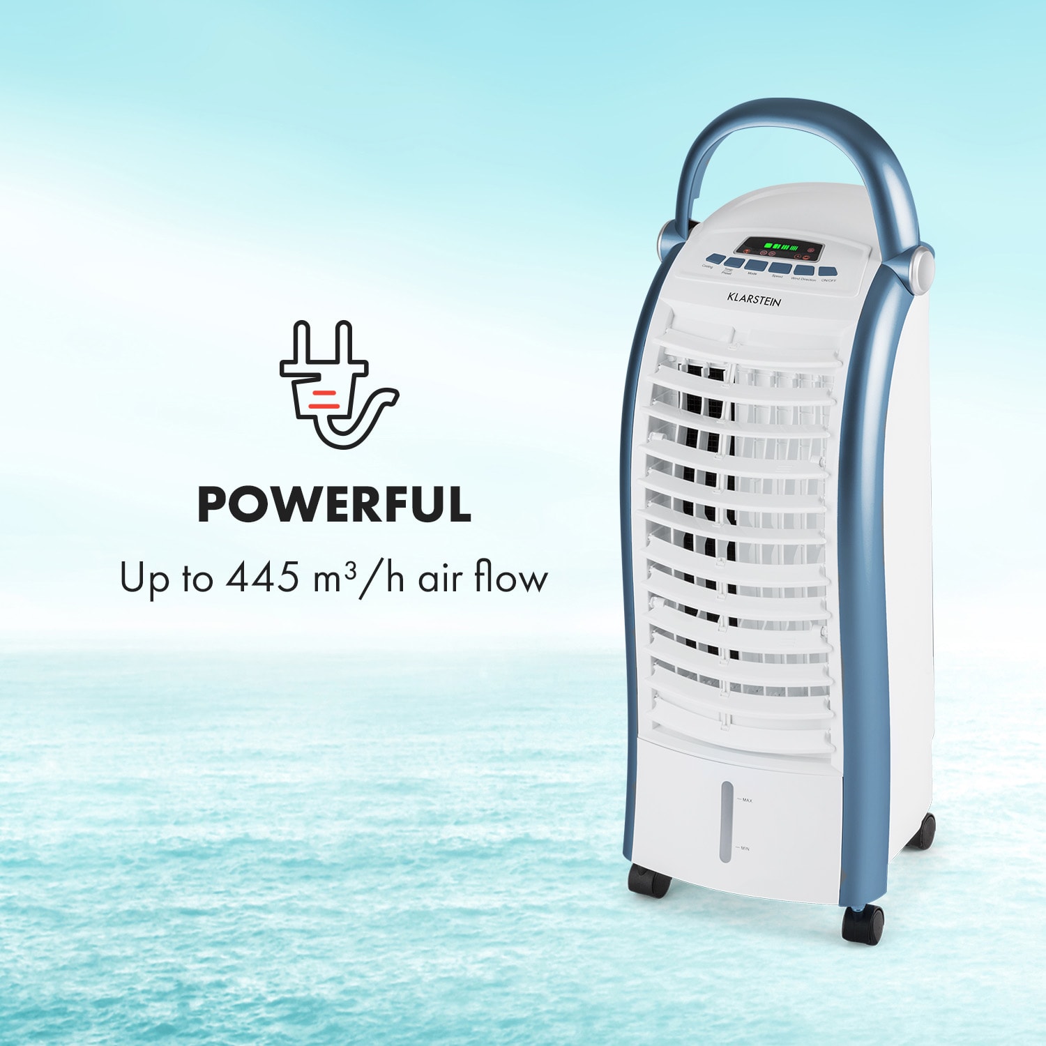 Klarstein Maxfresh, 3 v 1 ochladzovač vzduchu, ventilátor, 65 W, 6 l, diaľkový ovládač, 2 x chladiaci box – Obrázok 3