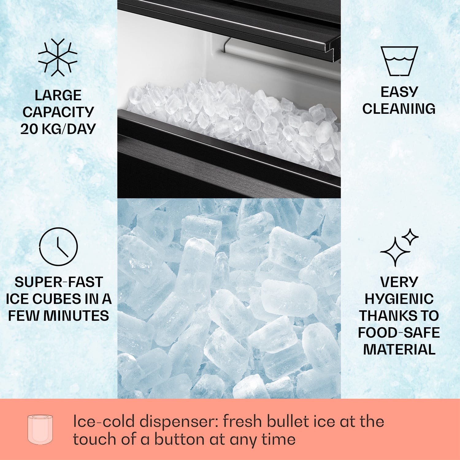 Klarstein Powericer XL, výrobník ľadu, 20 kg/24 h, 145 W – Obrázok 2