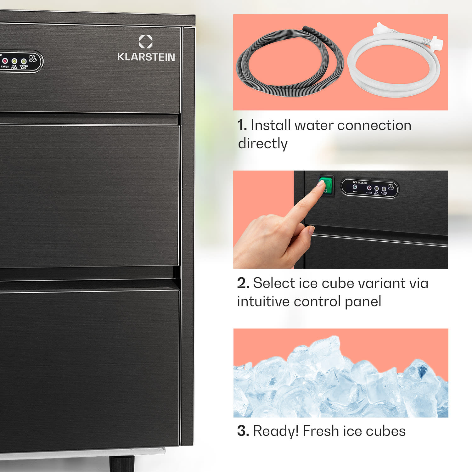 Klarstein Powericer XL, výrobník ľadu, 20 kg/24 h, 145 W – Obrázok 4