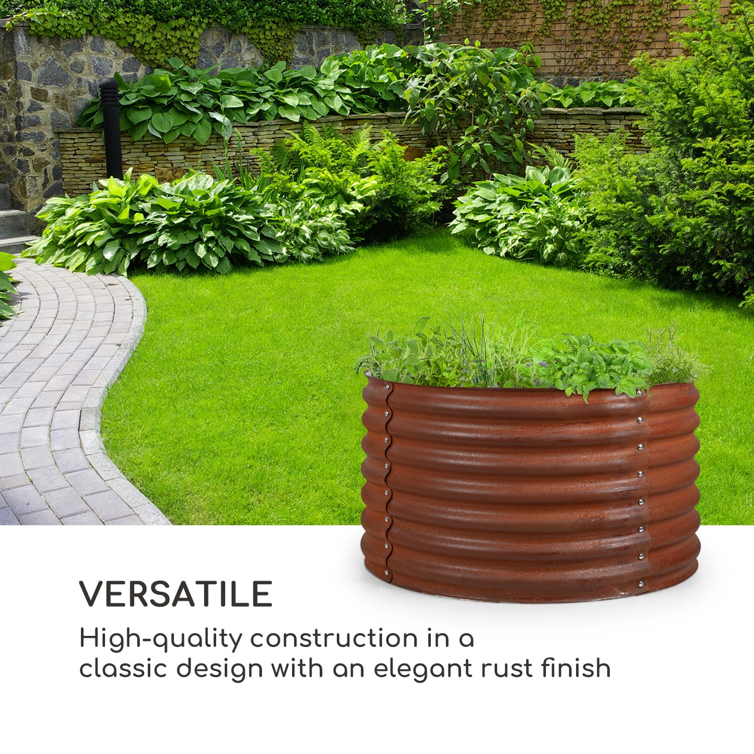 Blumfeldt Rust Grow, vyvýšený záhon, záhradný záhon, pozinkovaný oceľový plech, hrdzavá úprava – Obrázok 2