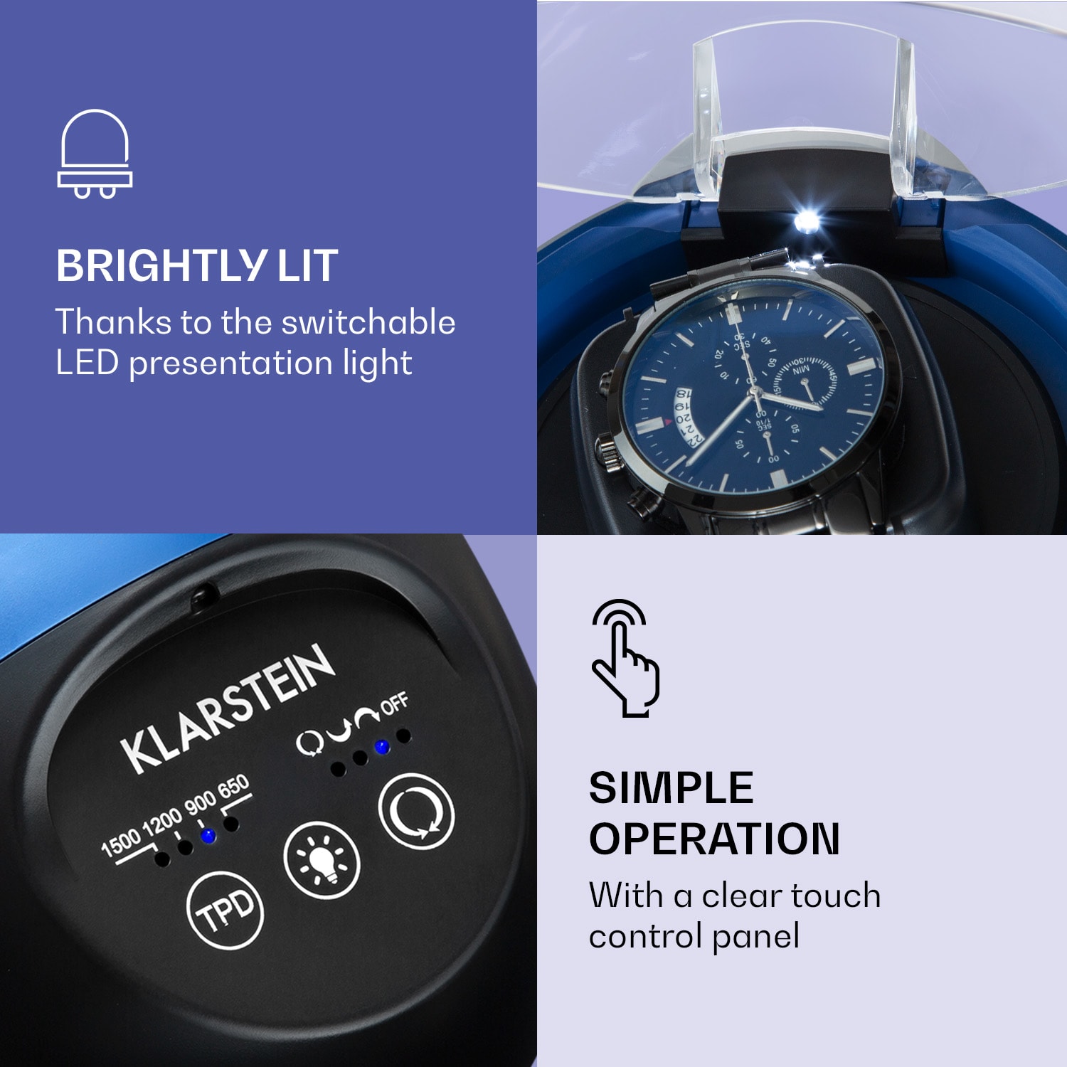 Klarstein St. Gallen ll Premium, naťahovač hodín, 4 rýchlosti, 3 rotačné režimy – Obrázok 4