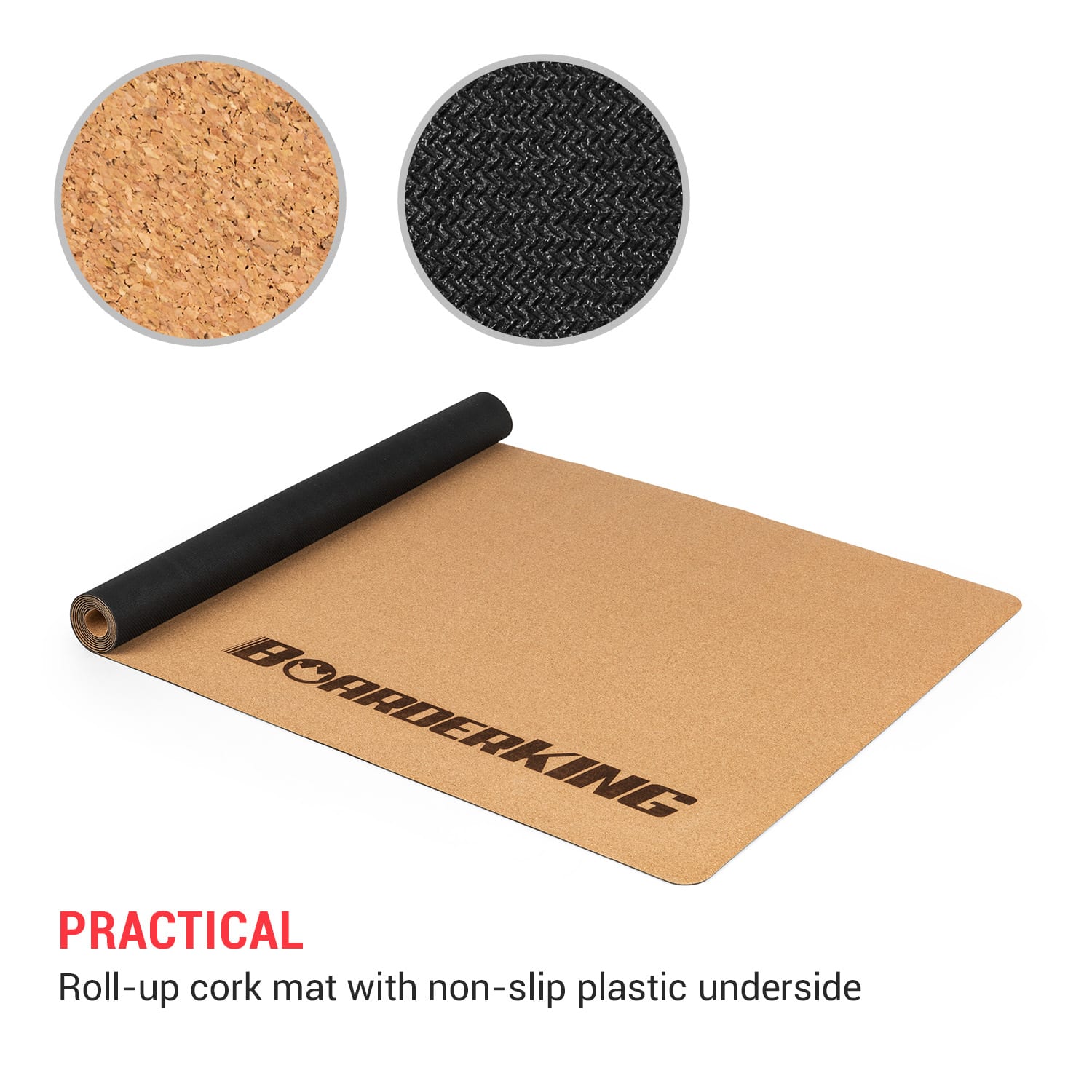 BoarderKING Indoorboard Classic, balančná doska, podložka, valec, drevo/korok, červená – Obrázok 4