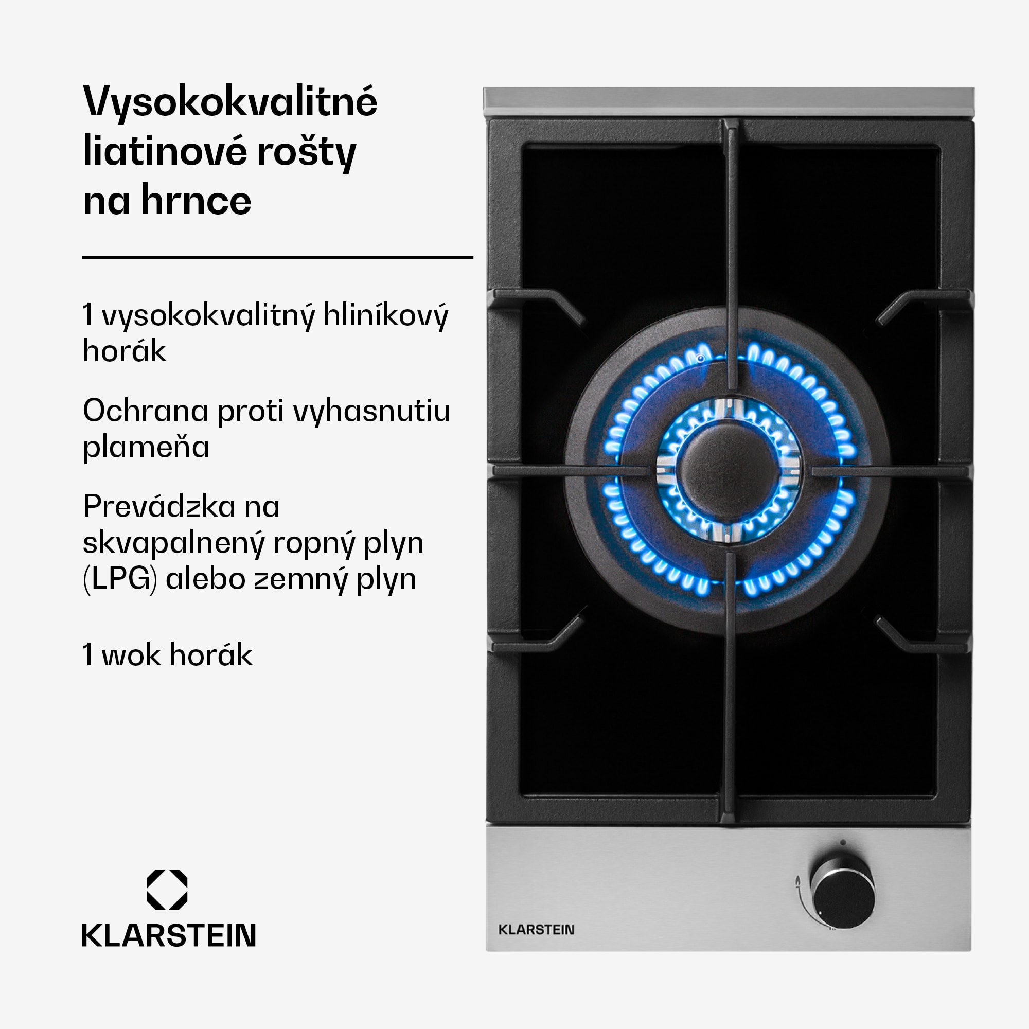 Klarstein Alchemist, plynová varná doska, 1 wok horák, sklokeramika – Obrázok 3