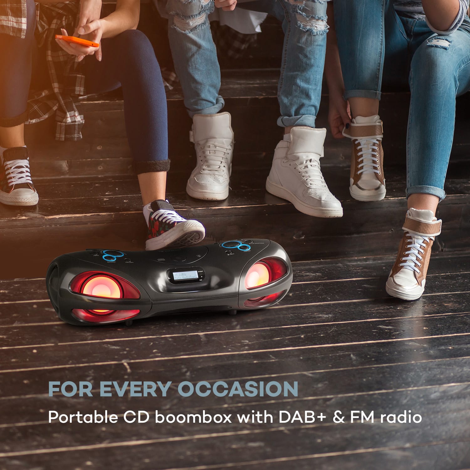 Auna Spacewoofer DAB Boombox, CD-prehrávač, DAB+, UKW, Bluetooth, diaľkové ovládanie, LED – Obrázok 2