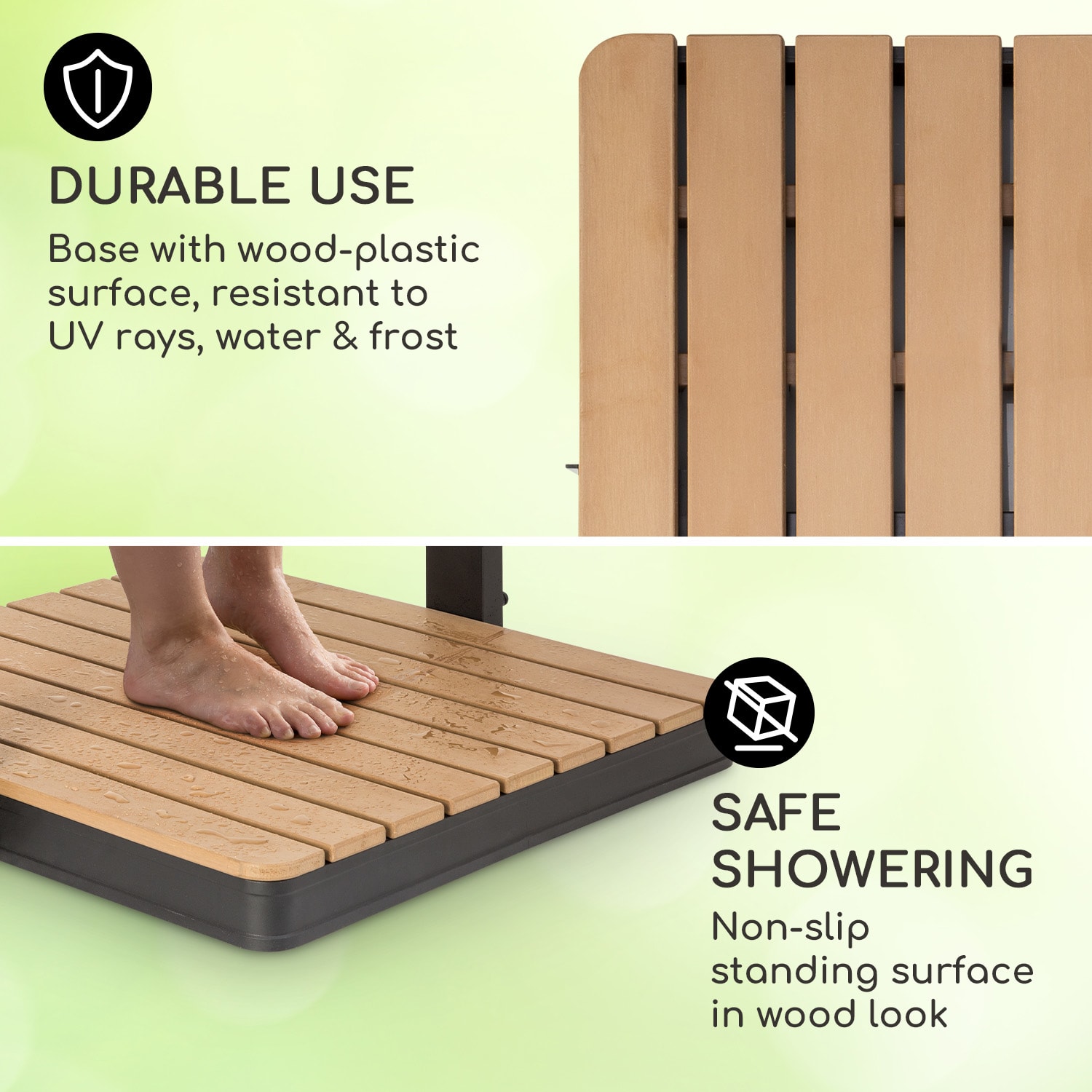 Blumfeldt Sumatra Breeze Square, záhradná sprcha, WPC, hliník, 70x55, hranatá – Obrázok 3