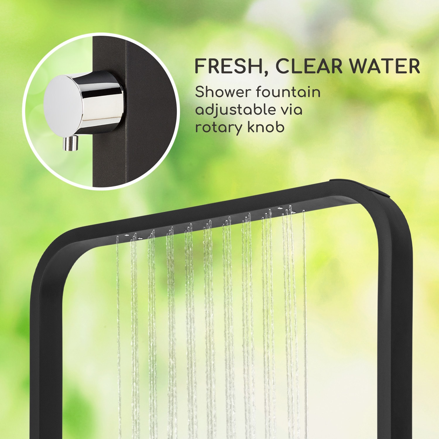 Blumfeldt Sumatra Breeze Square, záhradná sprcha, WPC, hliník, 70x55, hranatá – Obrázok 4