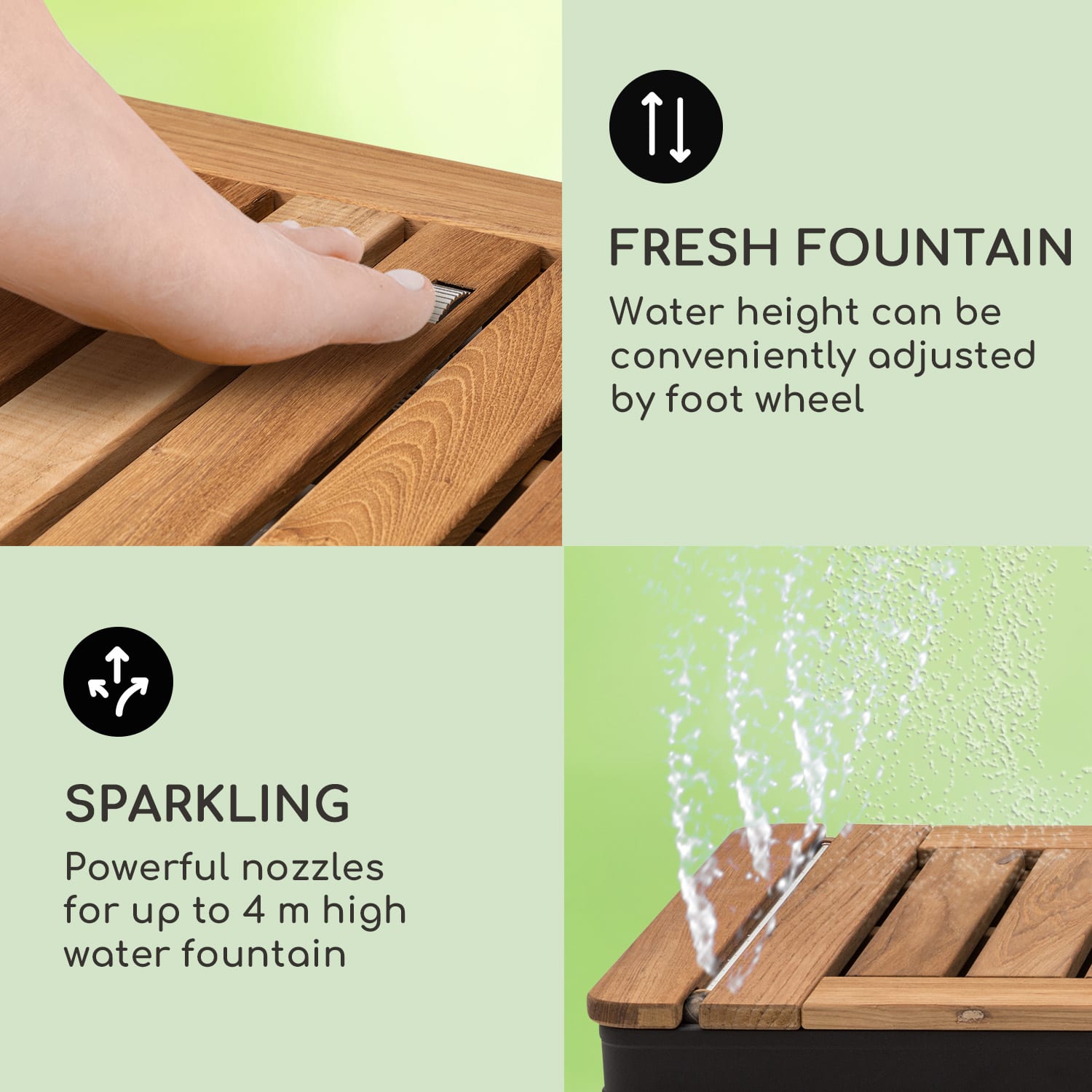 Blumfeldt Sumatra Teak Square, záhradná sprcha, hliník, tíkové drevo, rukoväť – Obrázok 4