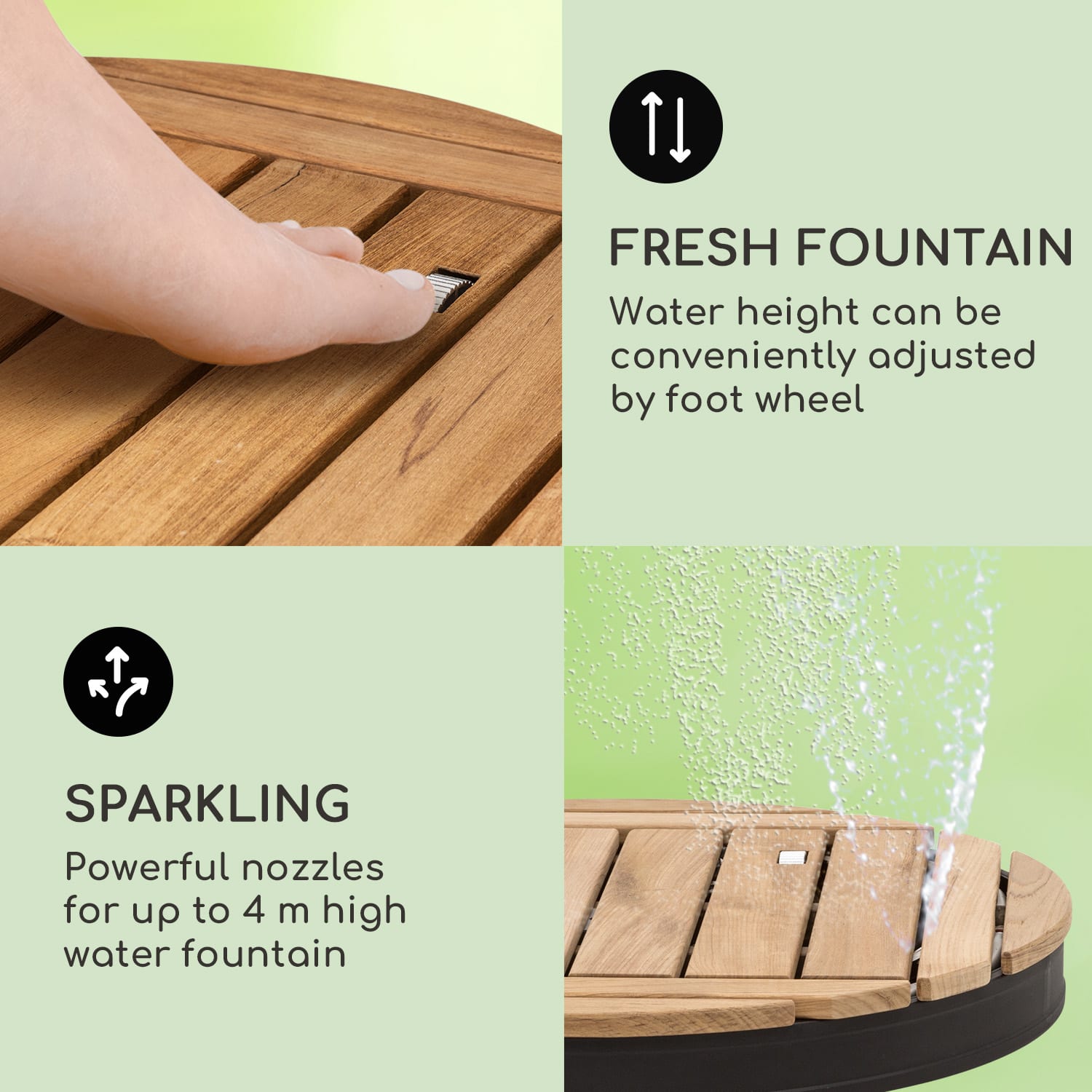 Blumfeldt Sumatra Teak Round, záhradná sprcha, hliník, tíkové drevo, rukoväť – Obrázok 4