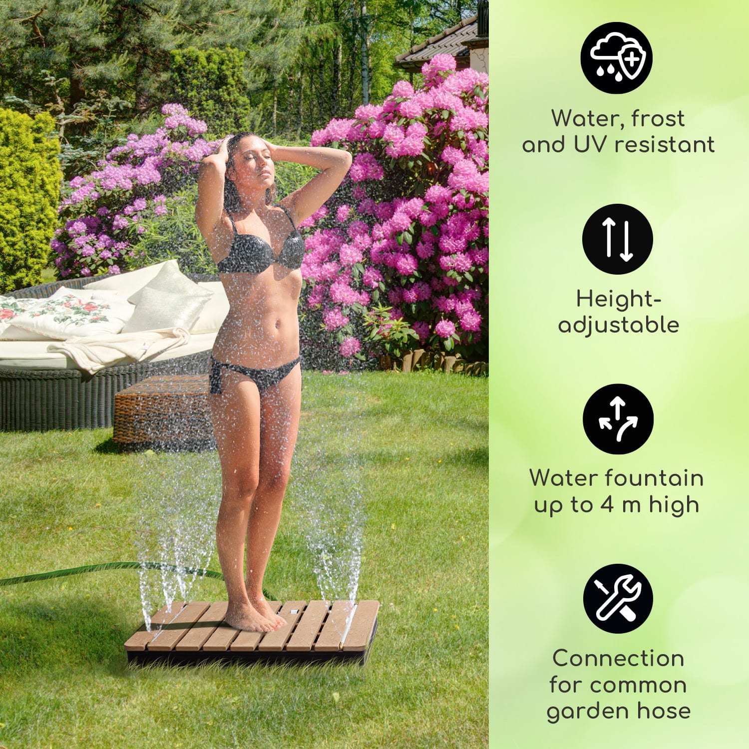 Blumfeldt Sumatra Breeze Square, záhradná sprcha, WPC, hliník, 70x55, hranatá – Obrázok 2