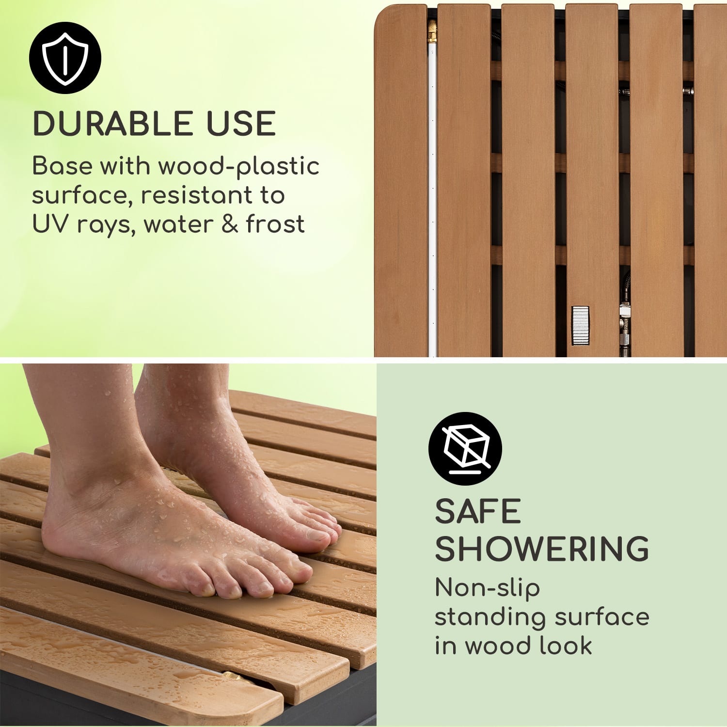 Blumfeldt Sumatra Breeze Square, záhradná sprcha, WPC, hliník, 70x55, hranatá – Obrázok 3