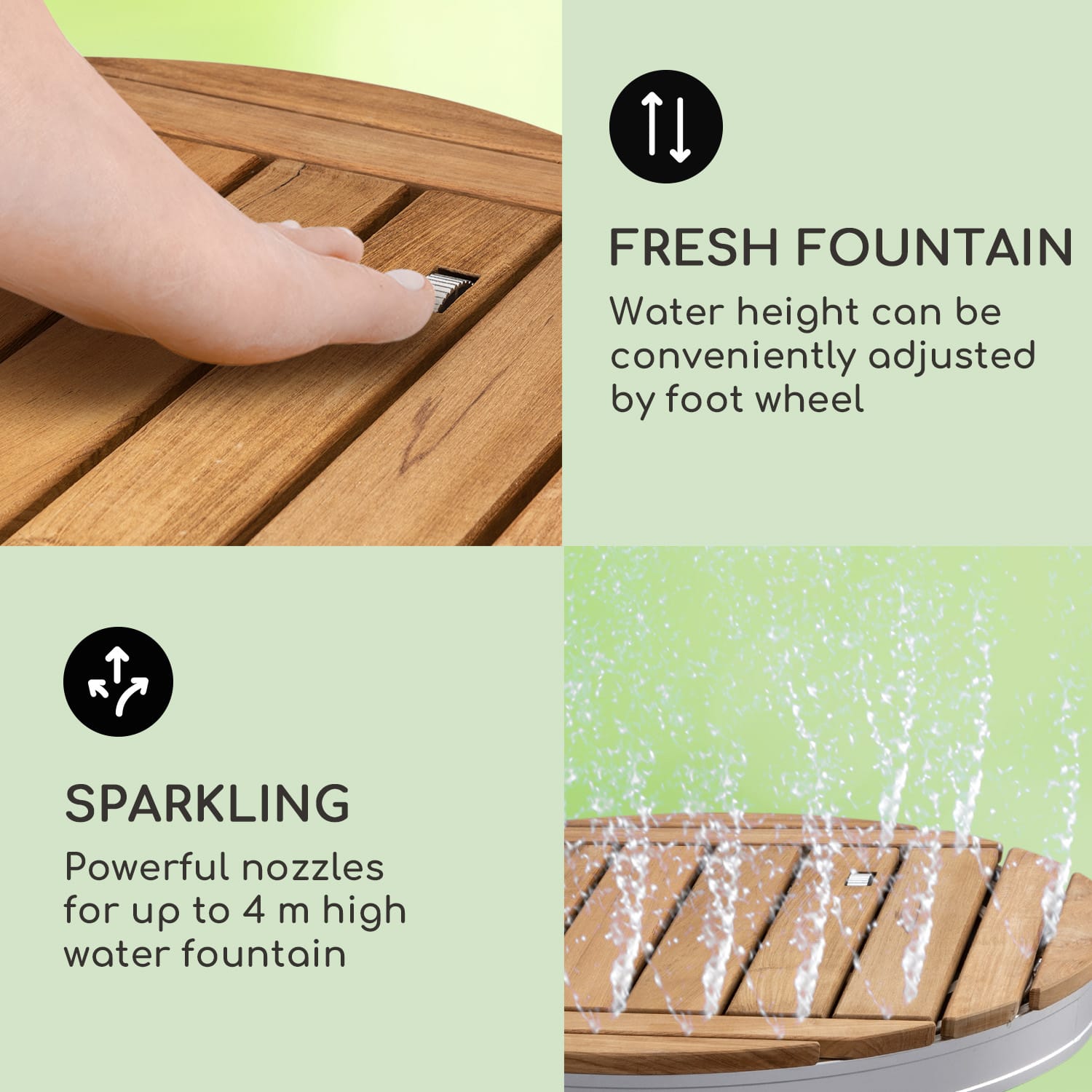 Blumfeldt Sumatra Teak Round, záhradná sprcha, hliník, tíkové drevo, rukoväť – Obrázok 4