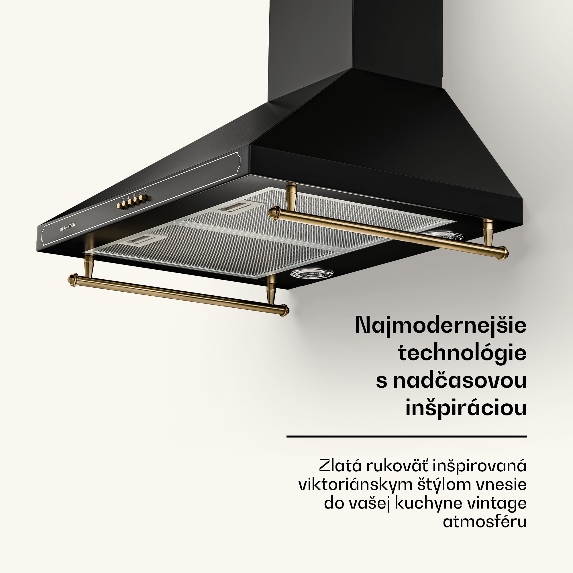 Klarstein Victoria, digestor, 60 cm, nástenný, 644,5 m³/h, LED, retro dizajn, čierny – Obrázok 5