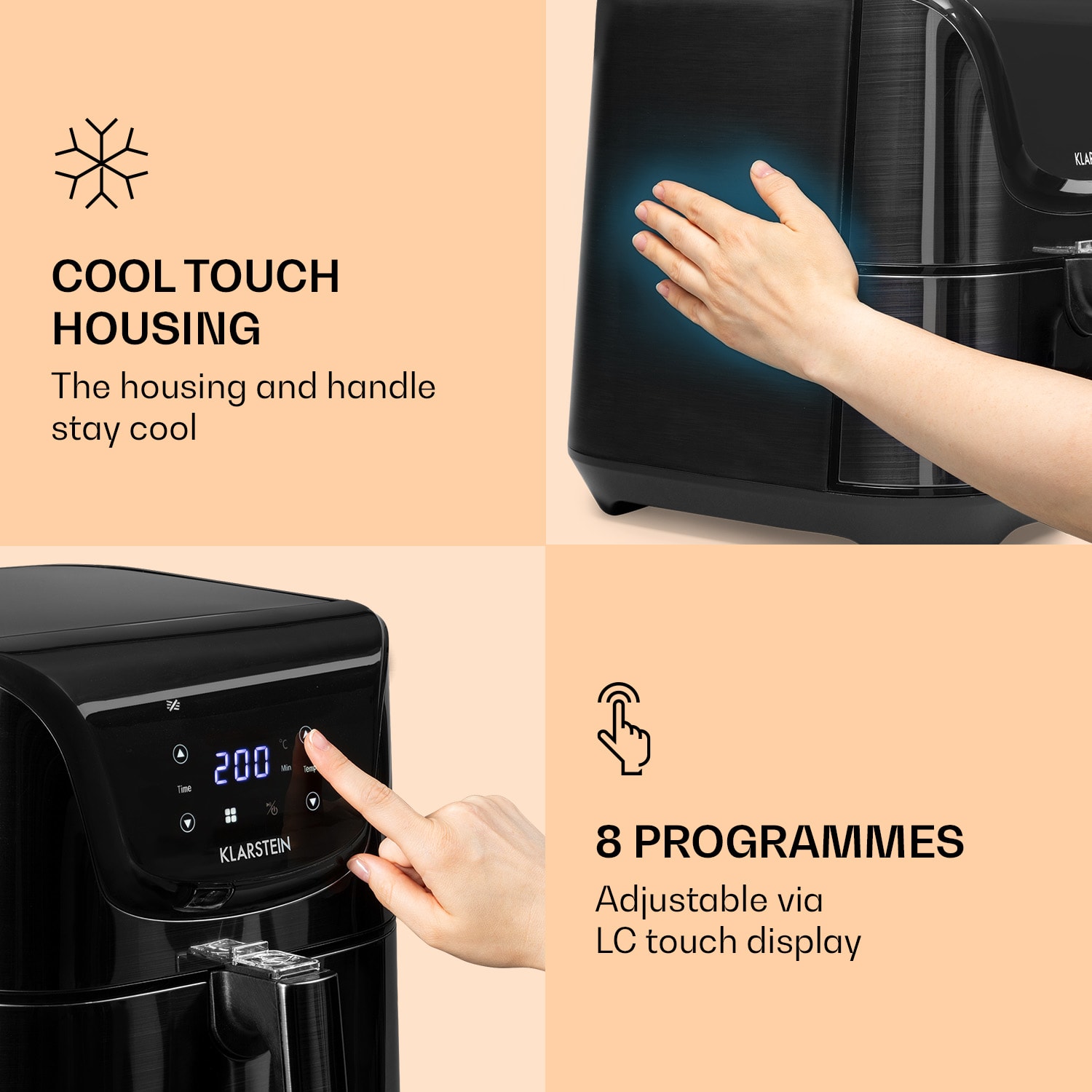 Klarstein AeroVital Deluxe, teplovzdušná fritéza, 1700 W, 5,4 l, nehrdzavejúca oceľ – Obrázok 4
