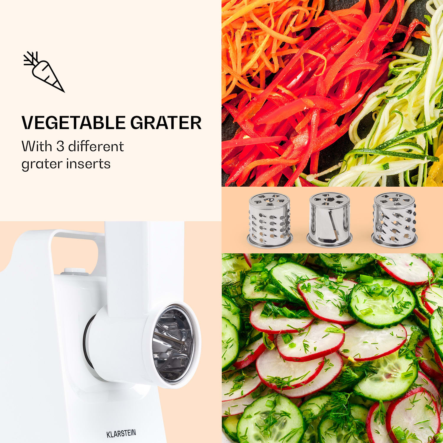 Klarstein Mighty Mince 500, elektrický mlynček na mäso, 1361 W, 3 oceľové perforované disky – Obrázok 5