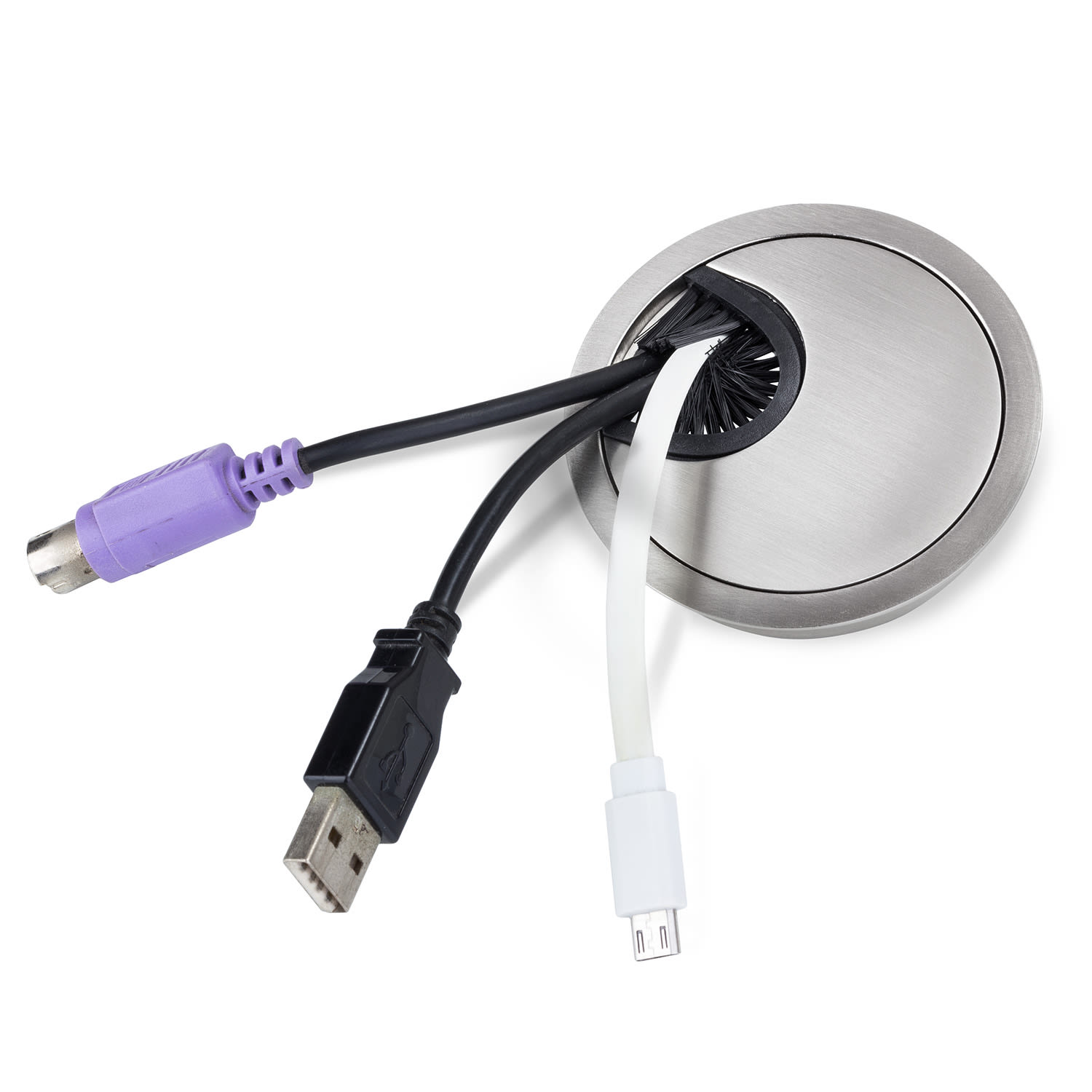 OneConcept Káblová priechodka, súprava 2 kusov, 60 mm, kov, štetinové tesnenie – Obrázok 2