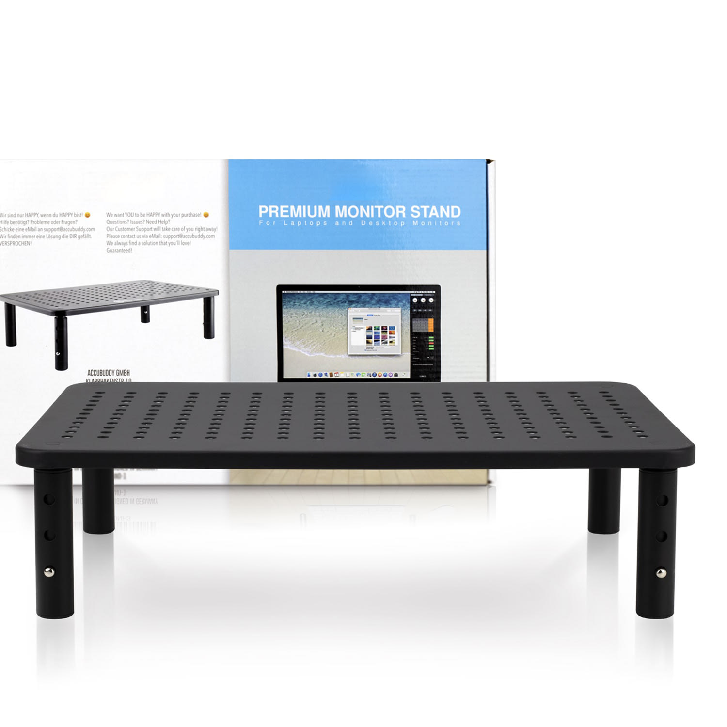 OneConcept Stojan na monitor, kovový, dierovaný vzor, 37 × 10 × 24 cm (Š × V × H) – Obrázok 5