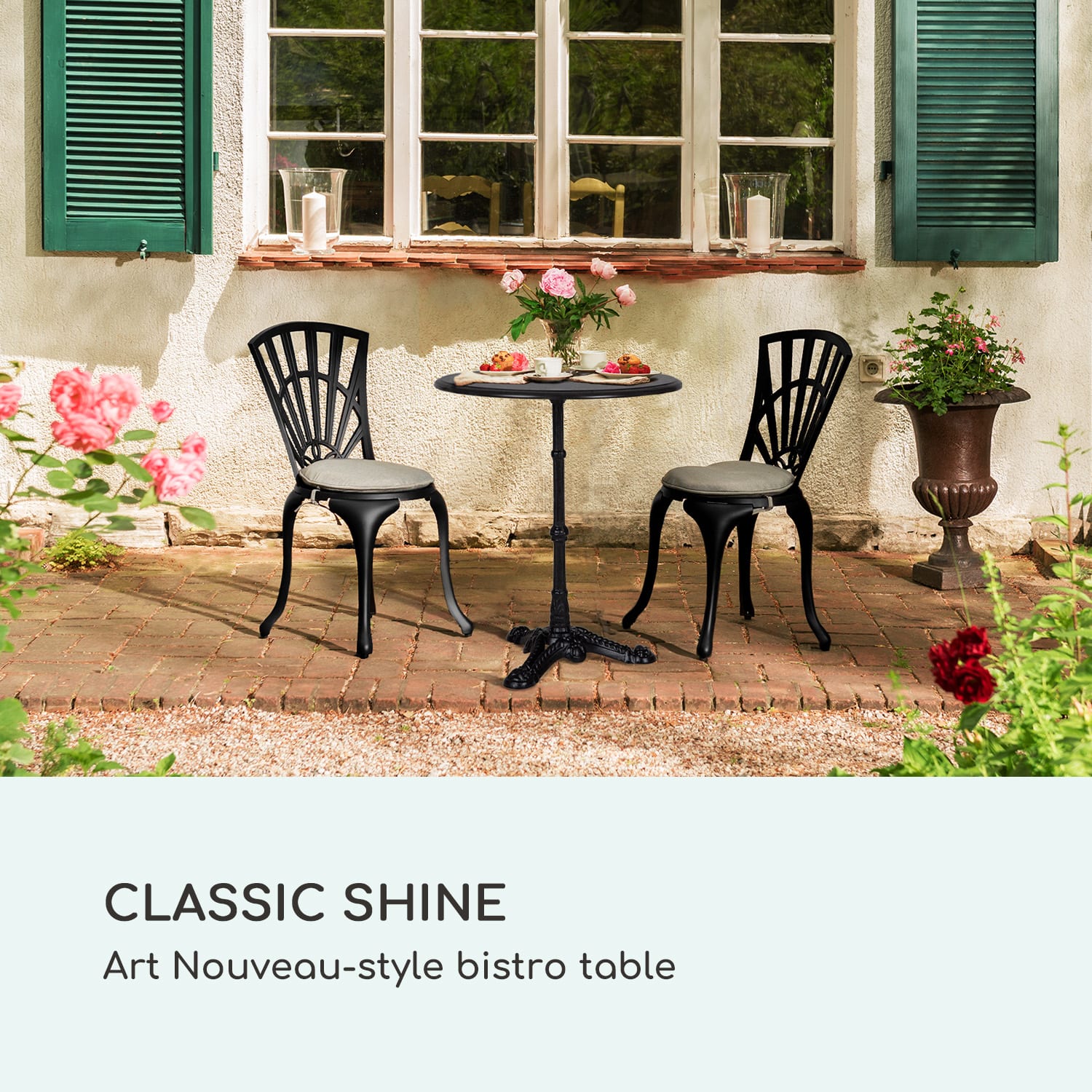 Blumfeldt Patras, bistro stôl, mramorová doska, Ø60cm, liatinový stojan – Obrázok 2