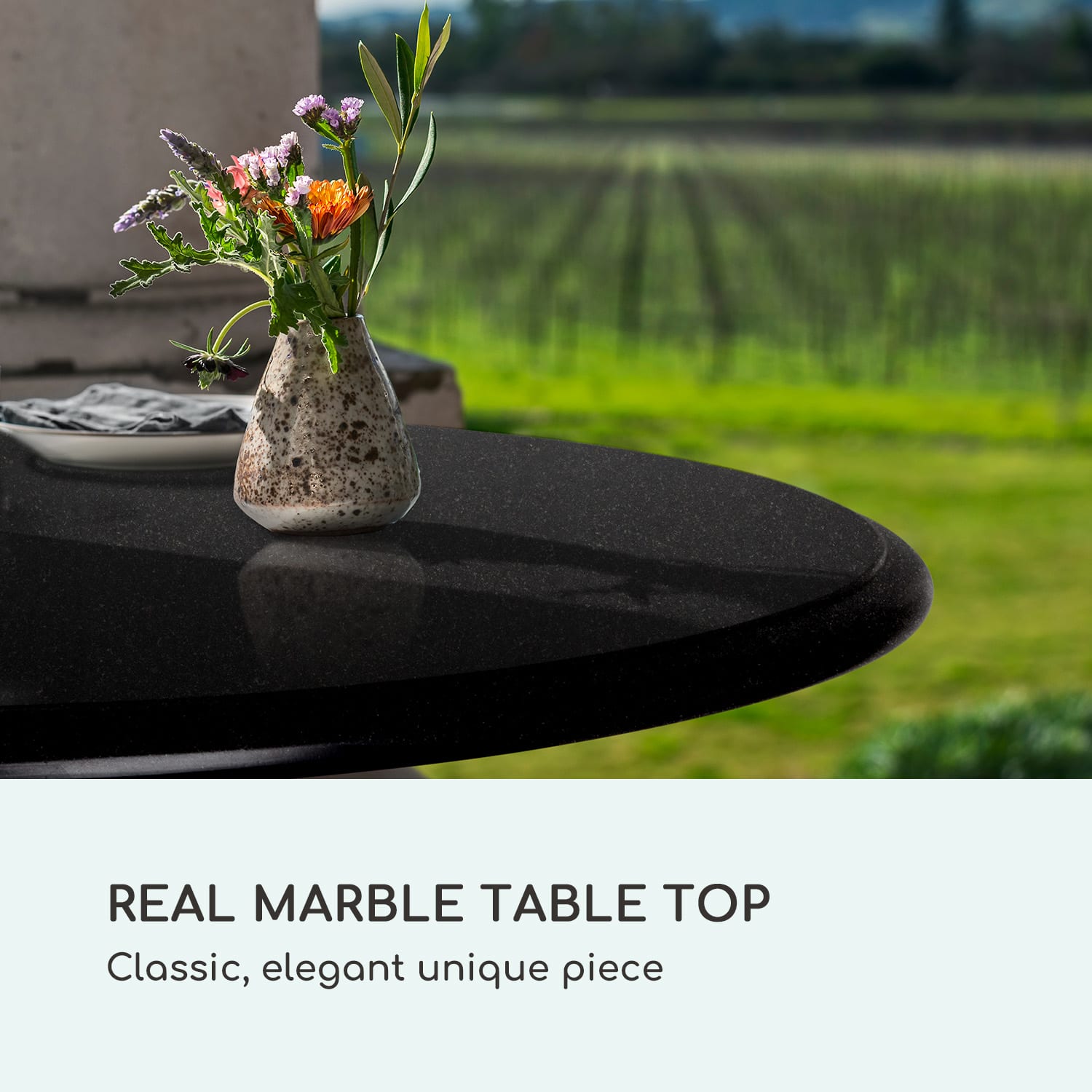 Blumfeldt Patras, bistro stôl, mramorová doska, Ø60cm, liatinový stojan – Obrázok 3