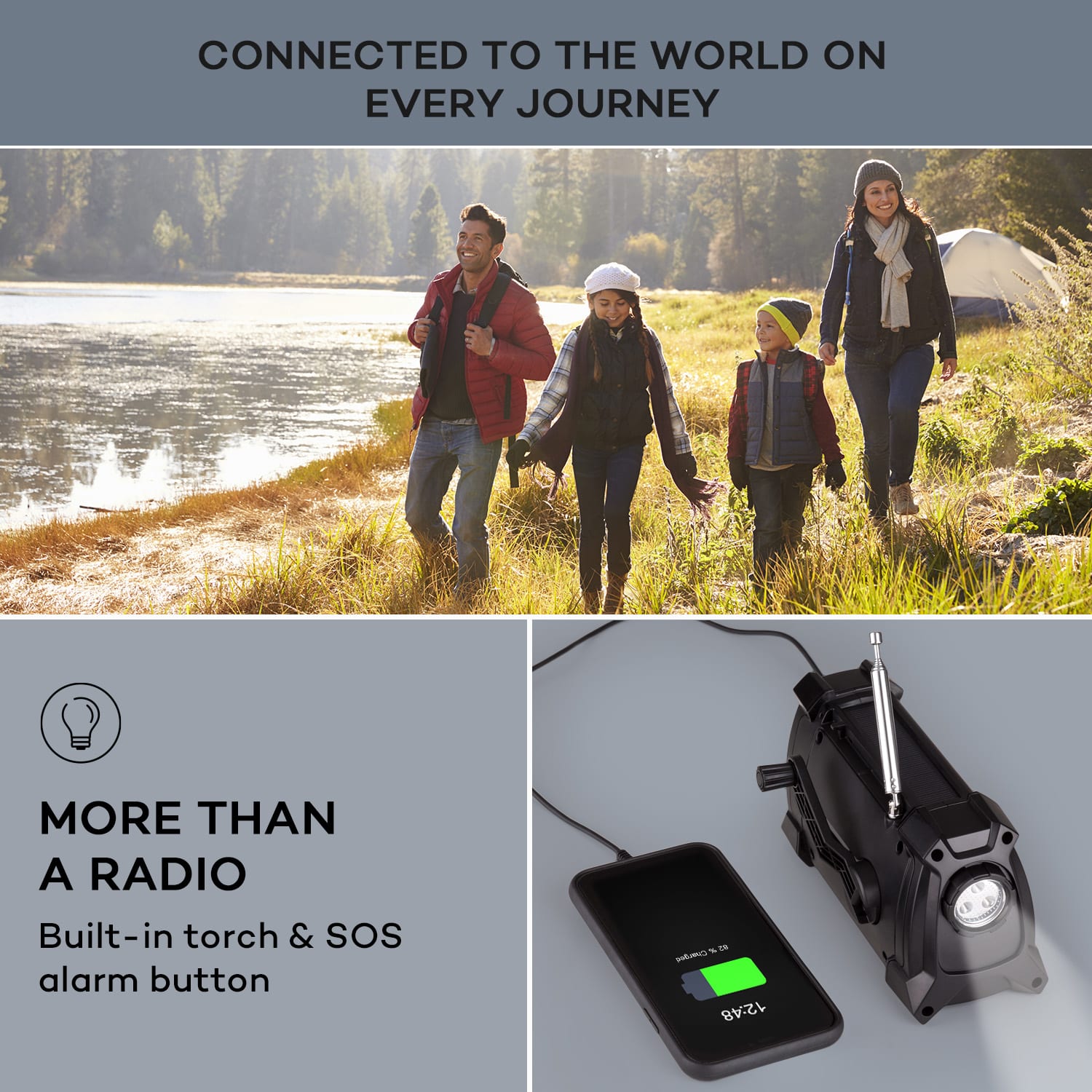 Auna Patagonia DAB+ Outdoorové rádio DAB / DAB+ / FM Nabíjanie kľukou USB SOS Alarm Vodotesné – Obrázok 3