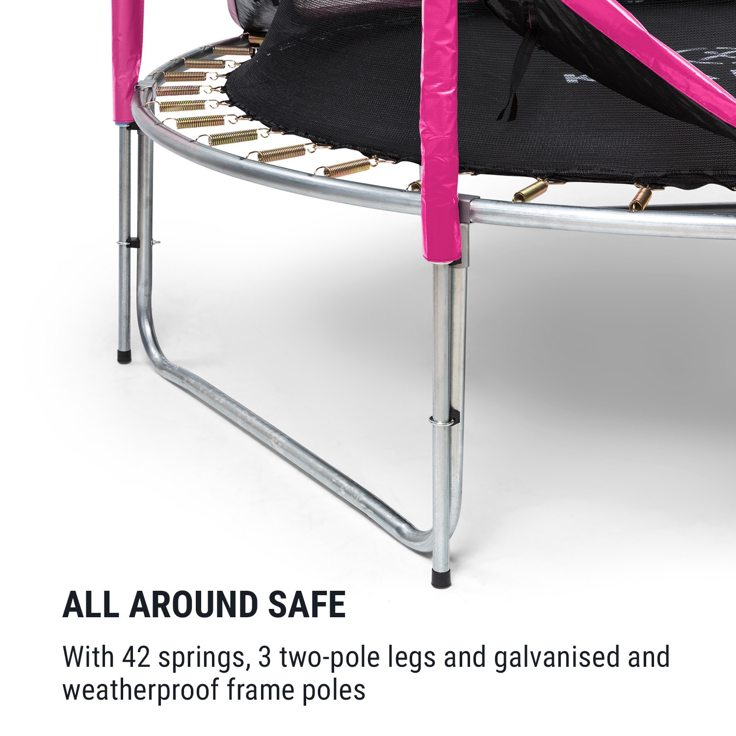 KLARFIT Jumpstarter, trampolína, 2,5 m Ø, sieť 120 kg max., 195 cm Ø skákacia plocha – Obrázok 4