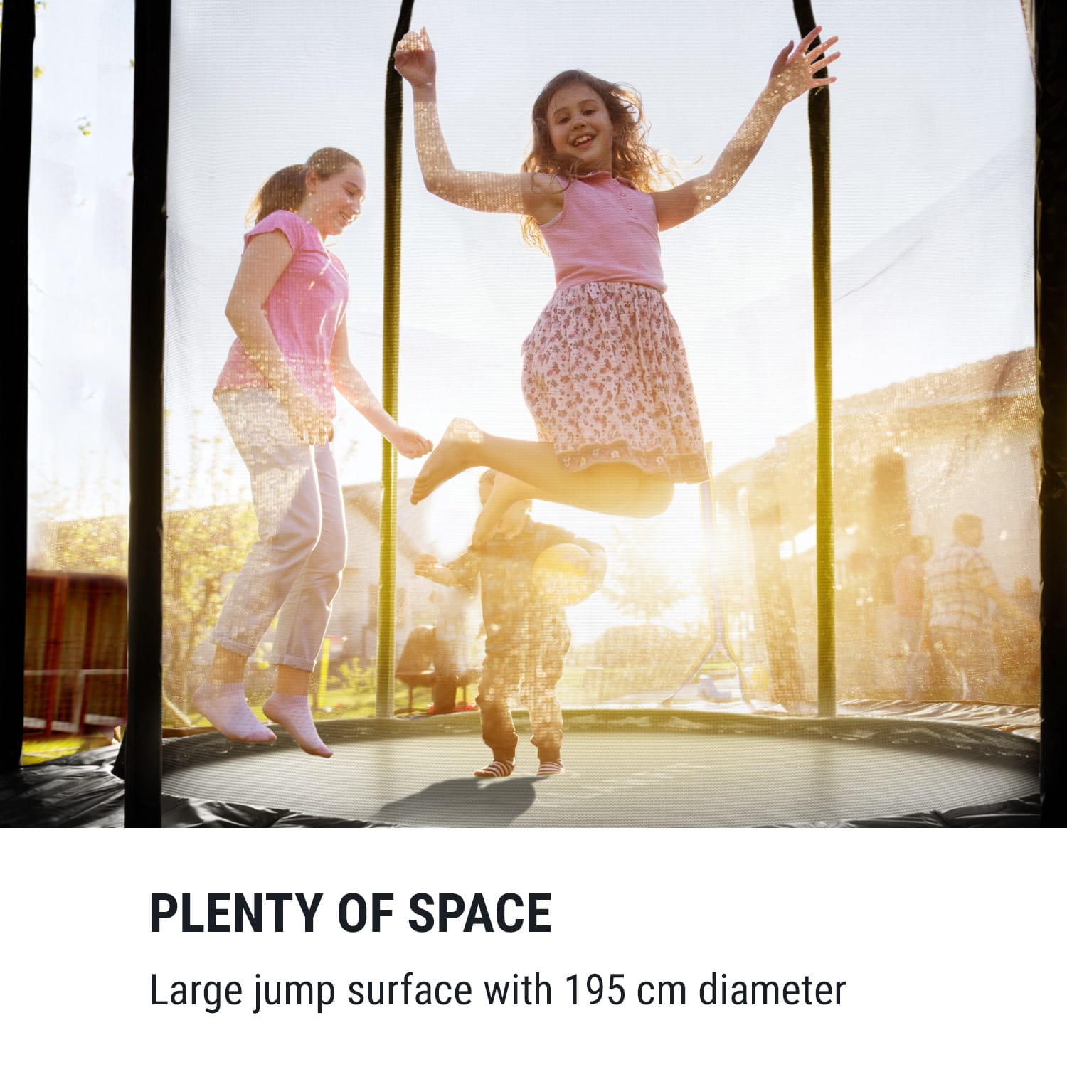 KLARFIT Jumpstarter, trampolína, 2,5 m Ø, sieť 120 kg max., 195 cm Ø skákacia plocha – Obrázok 2