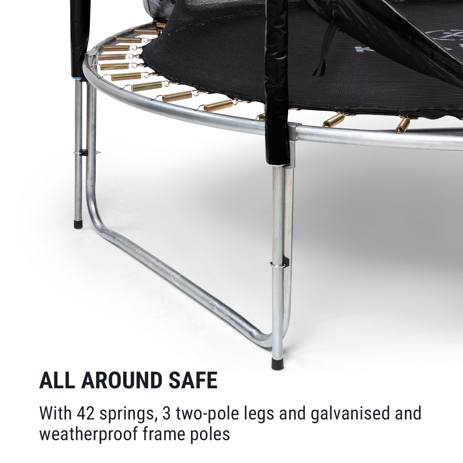 KLARFIT Jumpstarter, trampolína, 2,5 m Ø, sieť 120 kg max., 195 cm Ø skákacia plocha – Obrázok 4