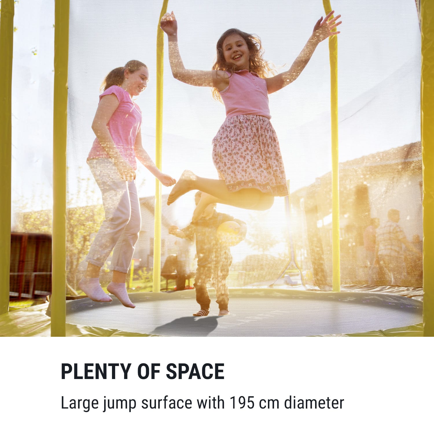 KLARFIT Jumpstarter, trampolína, 2,5 m Ø, sieť 120 kg max., 195 cm Ø skákacia plocha – Obrázok 2