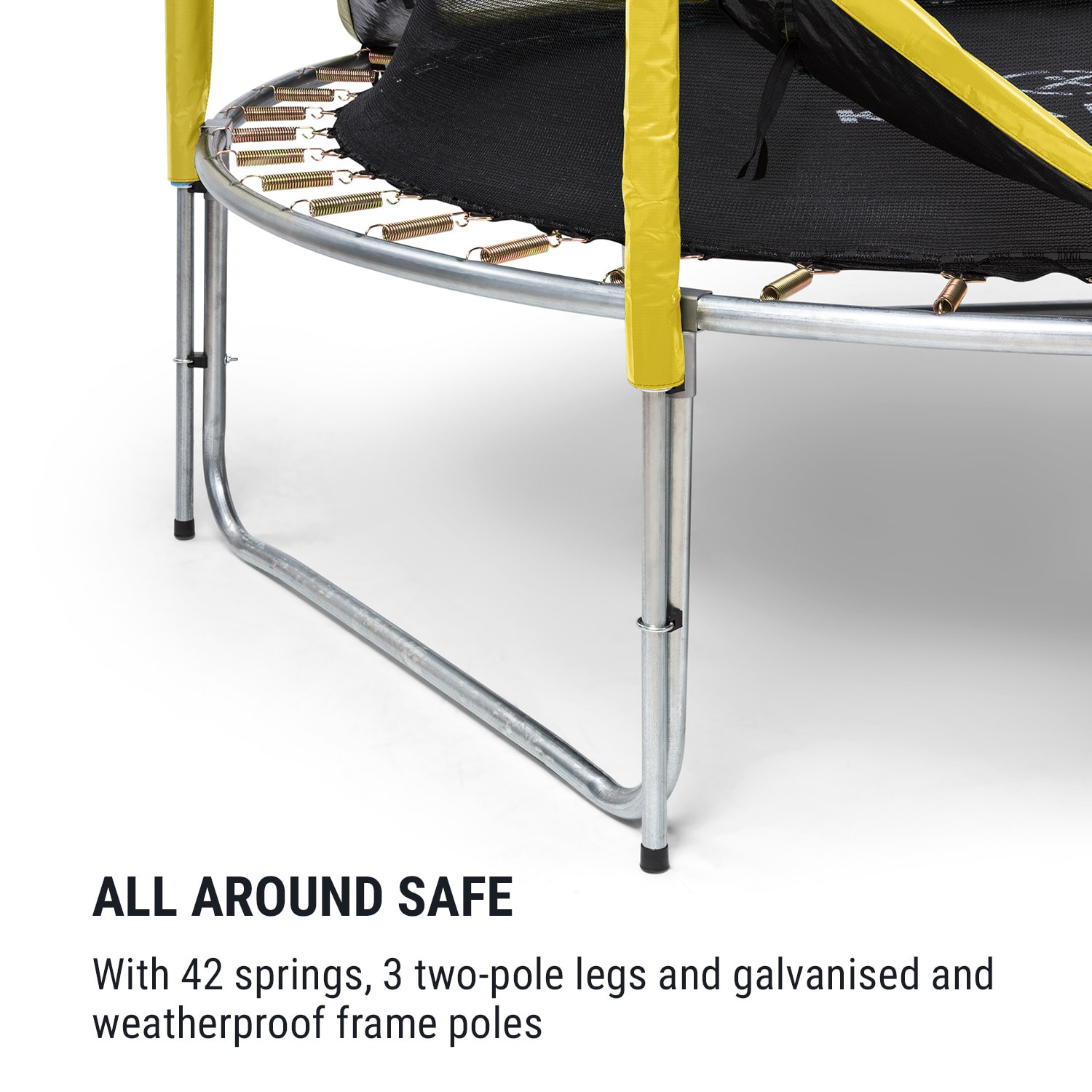 KLARFIT Jumpstarter, trampolína, 2,5 m Ø, sieť 120 kg max., 195 cm Ø skákacia plocha – Obrázok 4