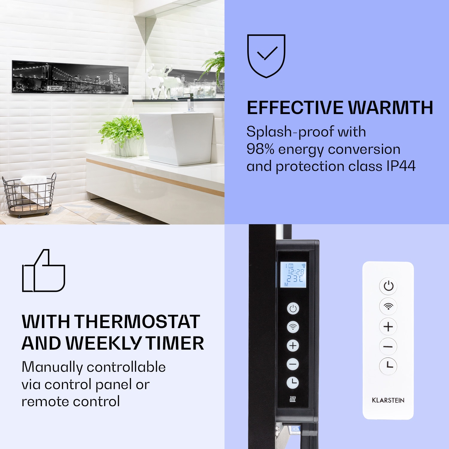 Klarstein Wonderwall Air Art Smart, infračervený ohrievač, 120 x 30 cm, 350 W, most – Obrázok 4