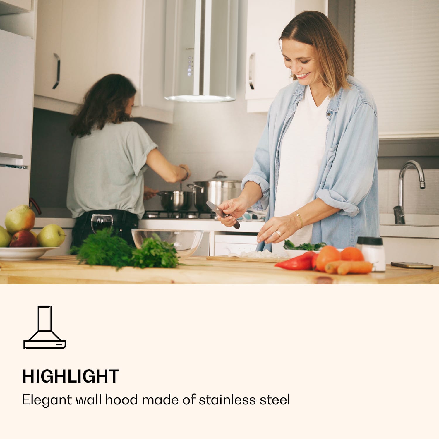 Klarstein Barella, digestor, 38 cm, 557 m³/h, LED, biely – Obrázok 2