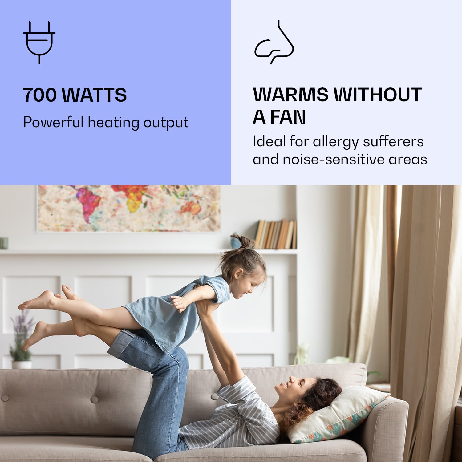 Klarstein Wonderwall Air Art Smart, infračervený ohrievač, 120 x 60 cm, 700 W, farebná mapa – Obrázok 5