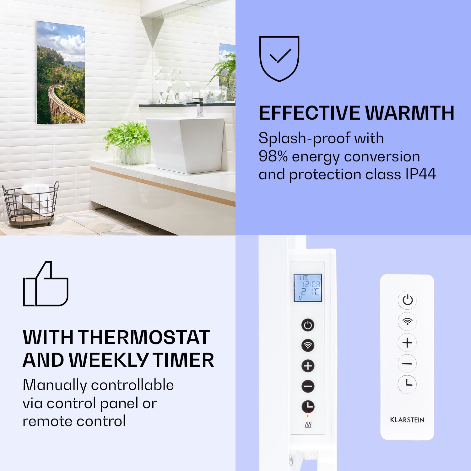 Klarstein Wonderwall Air Art Smart, infračervený ohrievač, 60 x 120 cm, 700 W, vlak – Obrázok 4