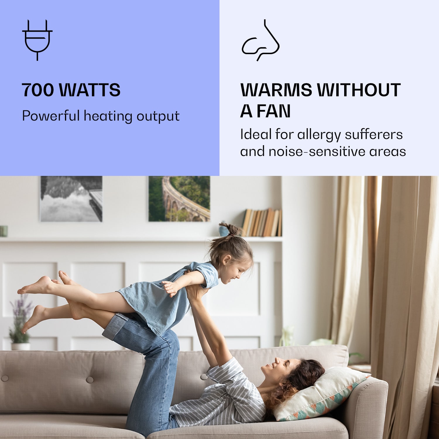 Klarstein Wonderwall Air Art Smart, infračervený ohrievač, 60 x 120 cm, 700 W, vlak – Obrázok 5