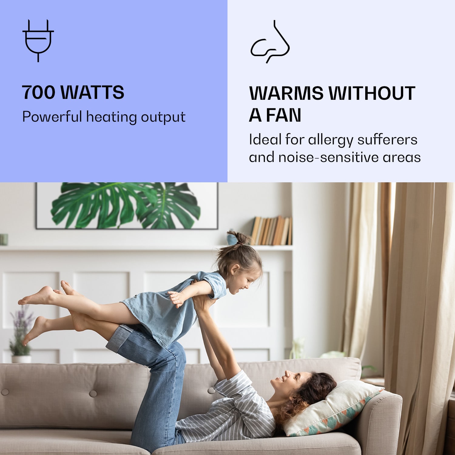 Klarstein Wonderwall Air Art Smart, infračervený ohrievač, 120 x 60 cm, 700 W, zelený list – Obrázok 5