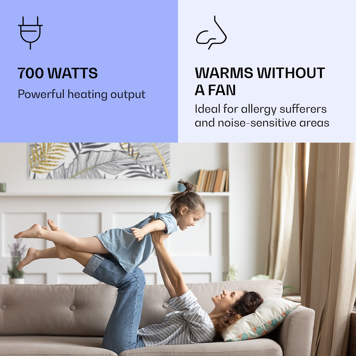 Klarstein Wonderwall Air Art Smart, infračervený ohrievač, 120 x 60 cm, 700 W, list – Obrázok 5