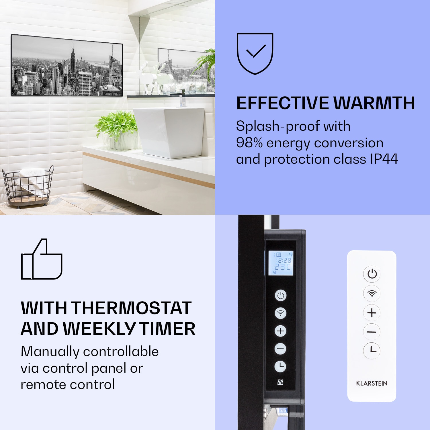 Klarstein Wonderwall Air Art Smart, infračervený ohrievač, 120 × 60 cm, 700 W, New York City – Obrázok 4